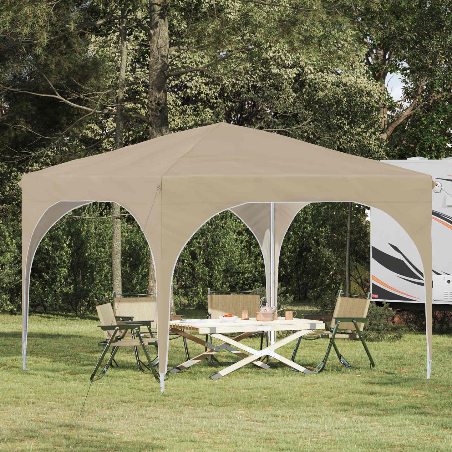 Pop-up Festtelt 290 x 290 x 245 cm Cremefarvet
