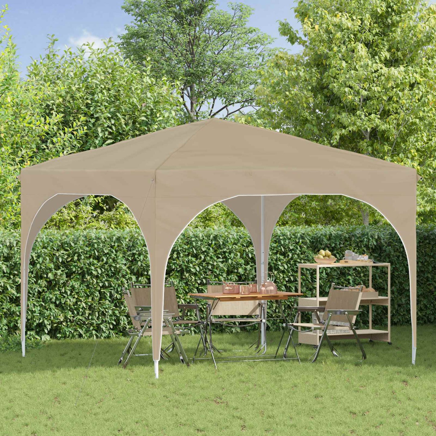 Pop-up Festtelt 290 x 290 x 245 cm Cremefarvet