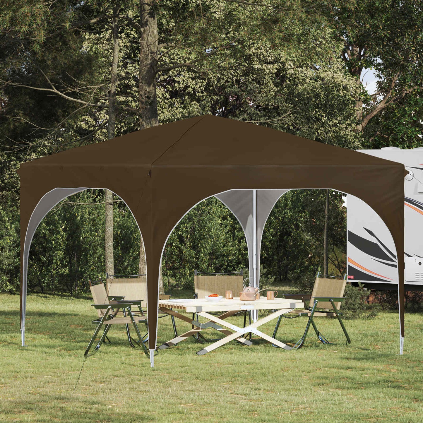 Pop-up Festtelt 290 x 290 x 245 cm Gråbrun