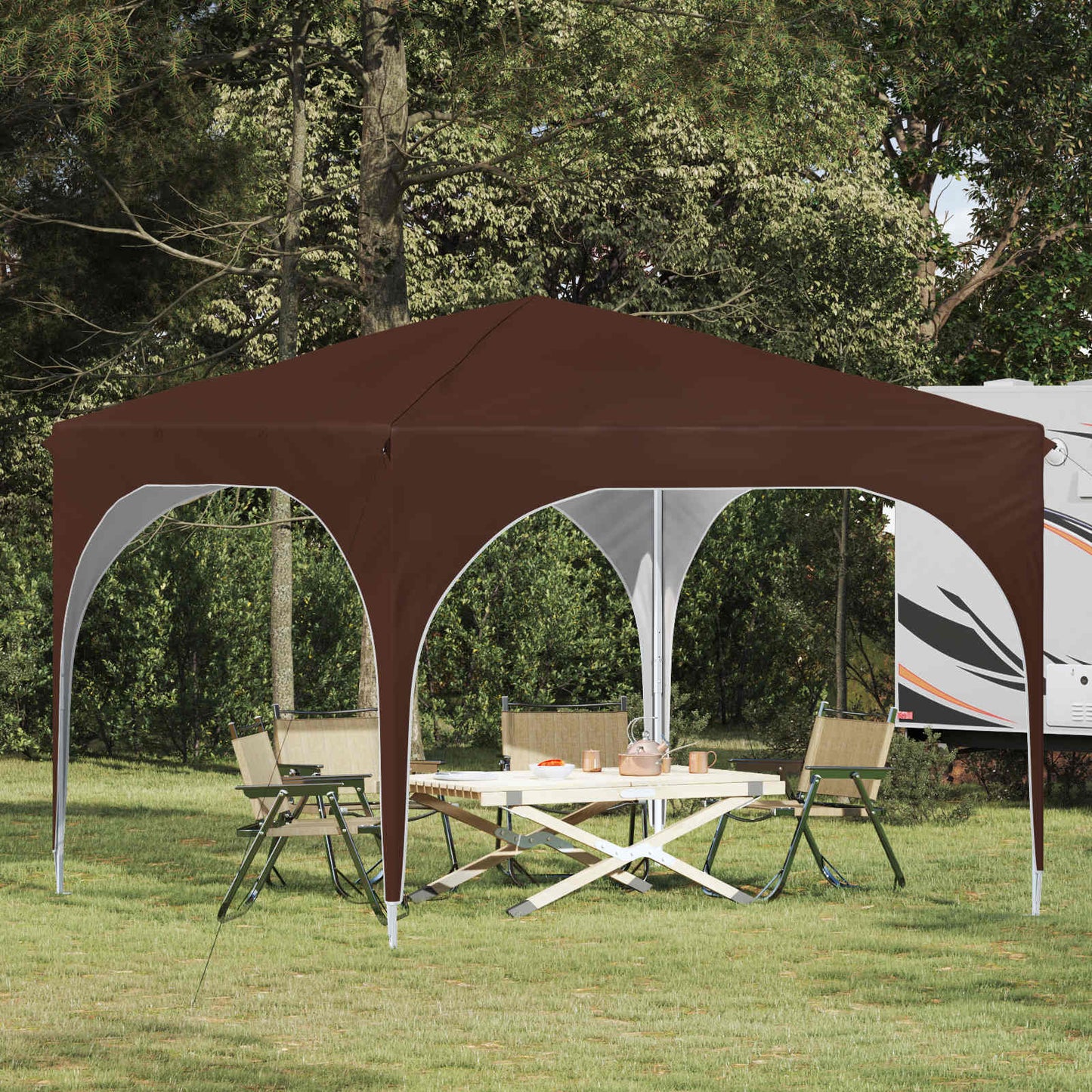 Pop-up Festtelt 290 x 290 x 245 cm Brun