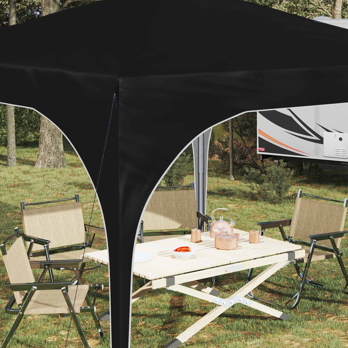 Pop-up Festtelt 290 x 290 x 245 cm Sort