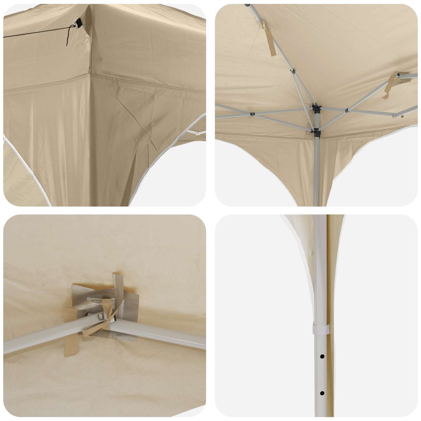 Pop-up Festtelt 290 x 290 x 245 cm Cremefarvet