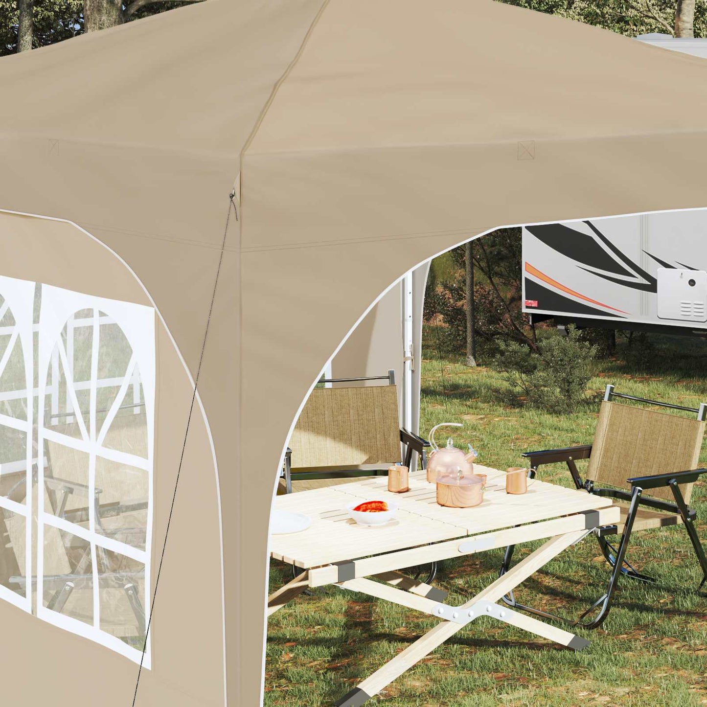 Pop-up Festtelt 290 x 290 x 245 cm Cremefarvet