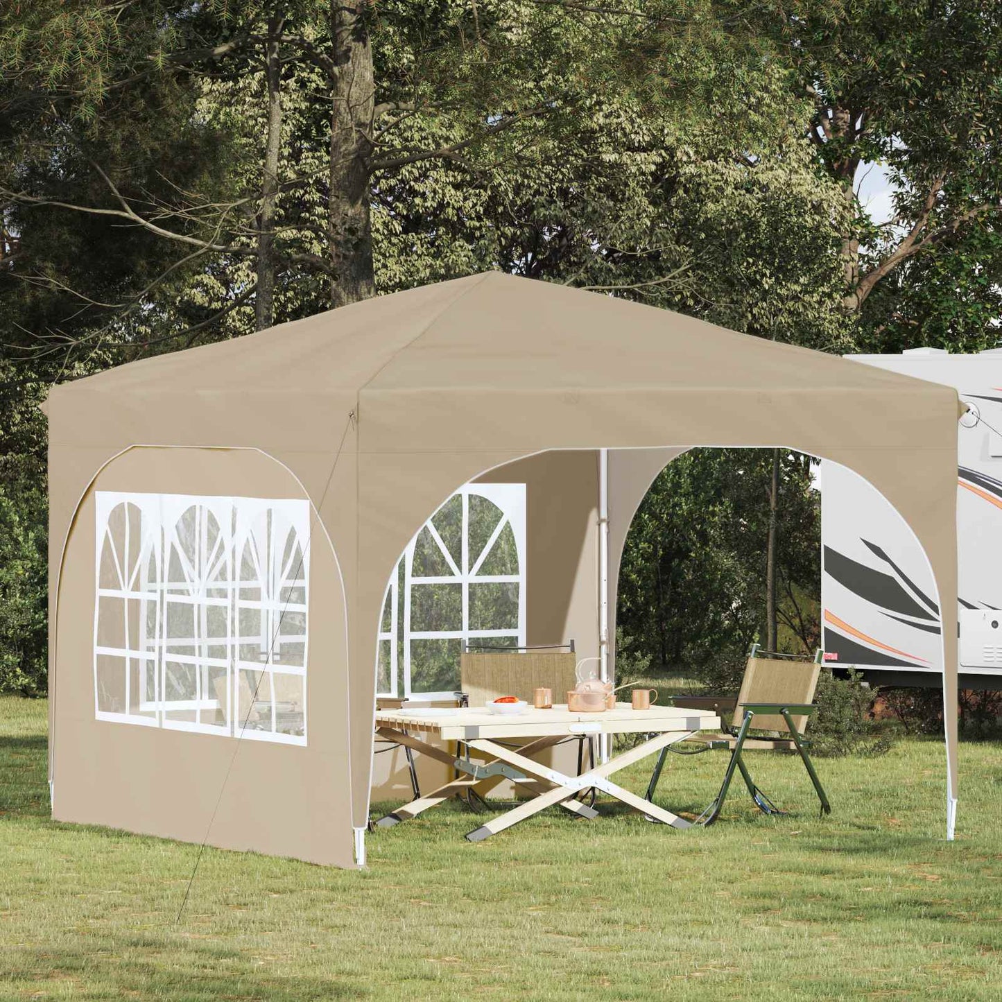 Pop-up Festtelt 290 x 290 x 245 cm Cremefarvet