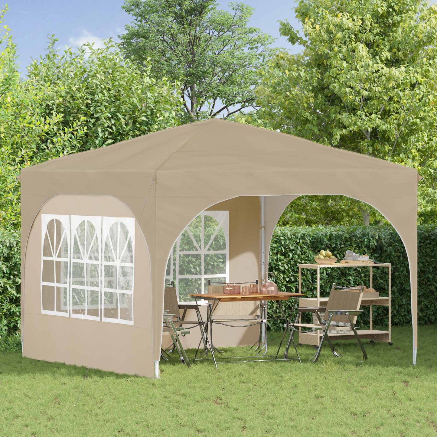 Pop-up Festtelt 290 x 290 x 245 cm Cremefarvet