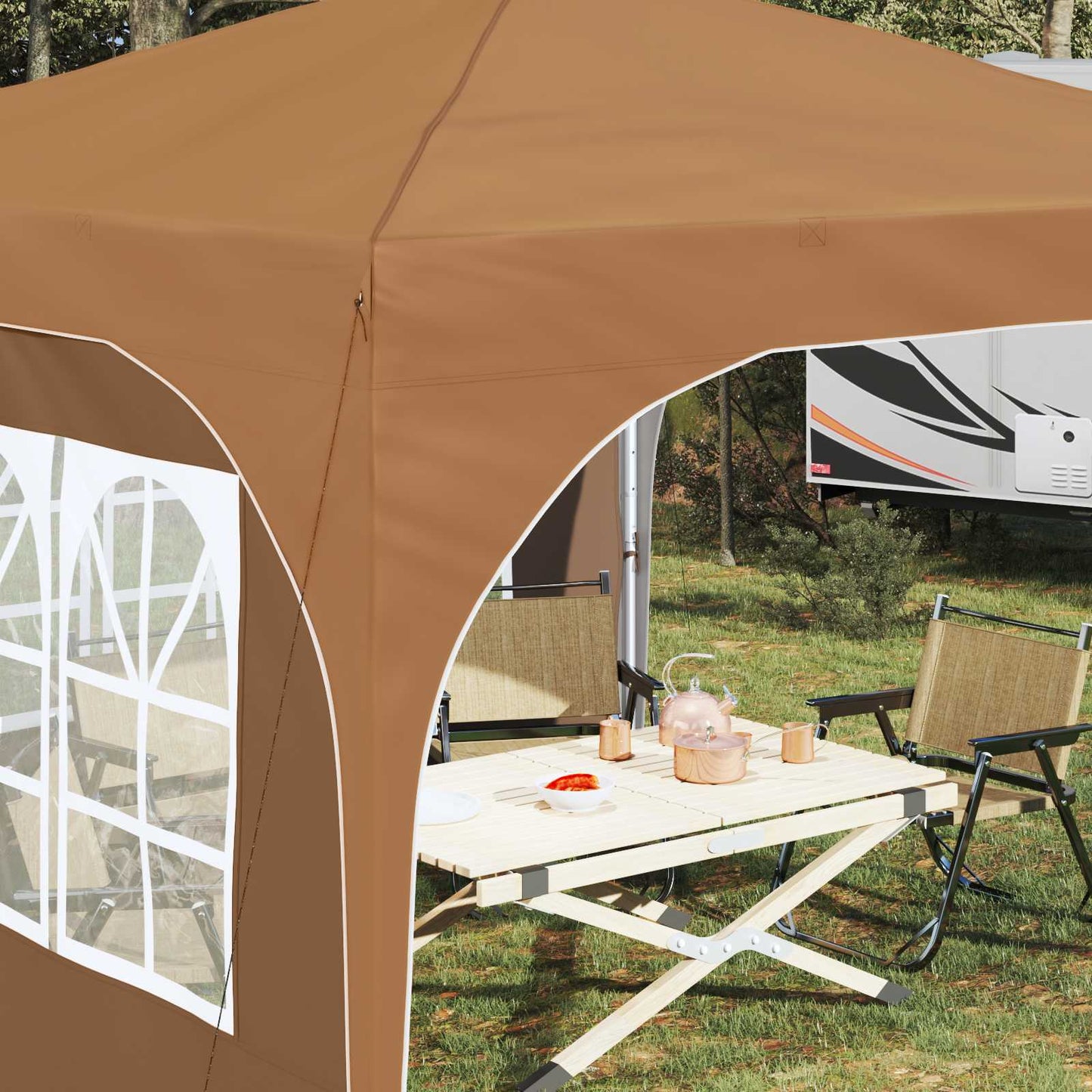 Pop-up Festtelt 290 x 290 x 245 cm Beige