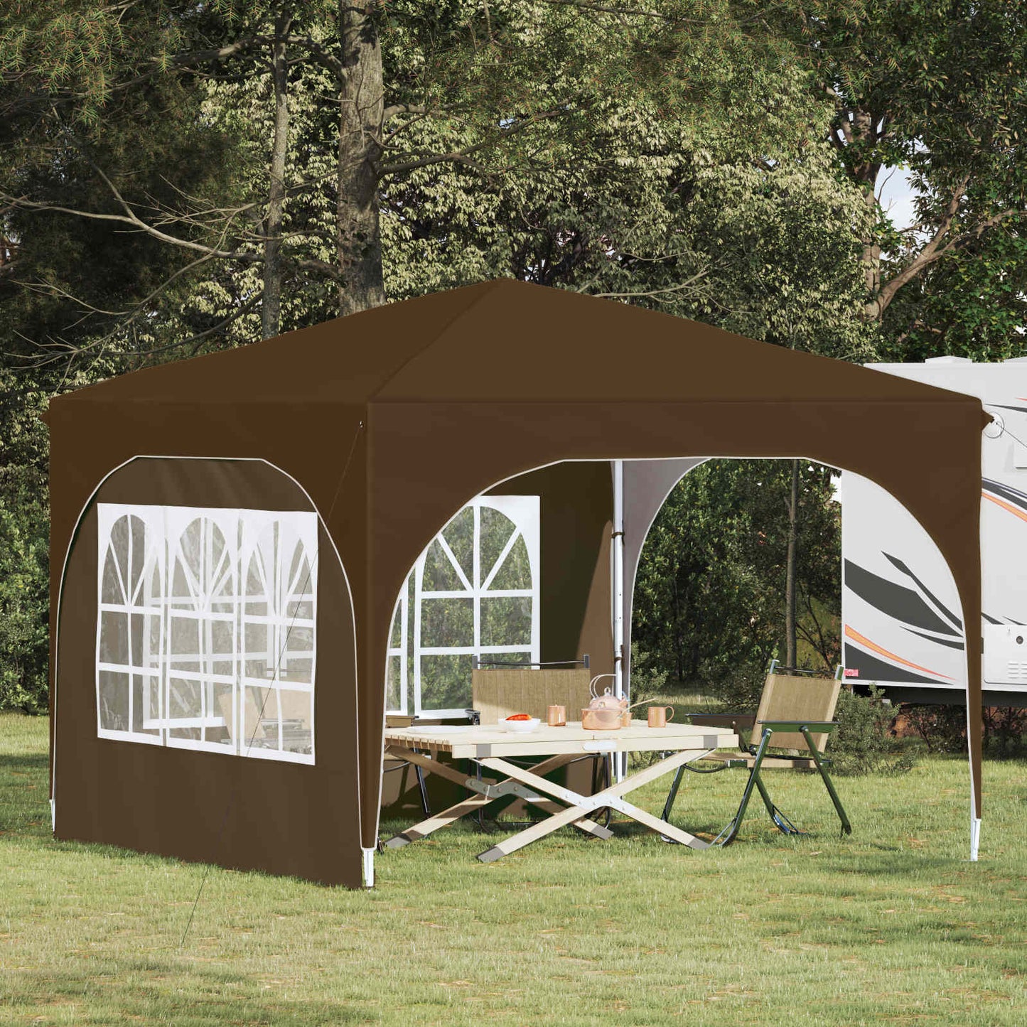 Pop-up Festtelt 290 x 290 x 245 cm Gråbrun