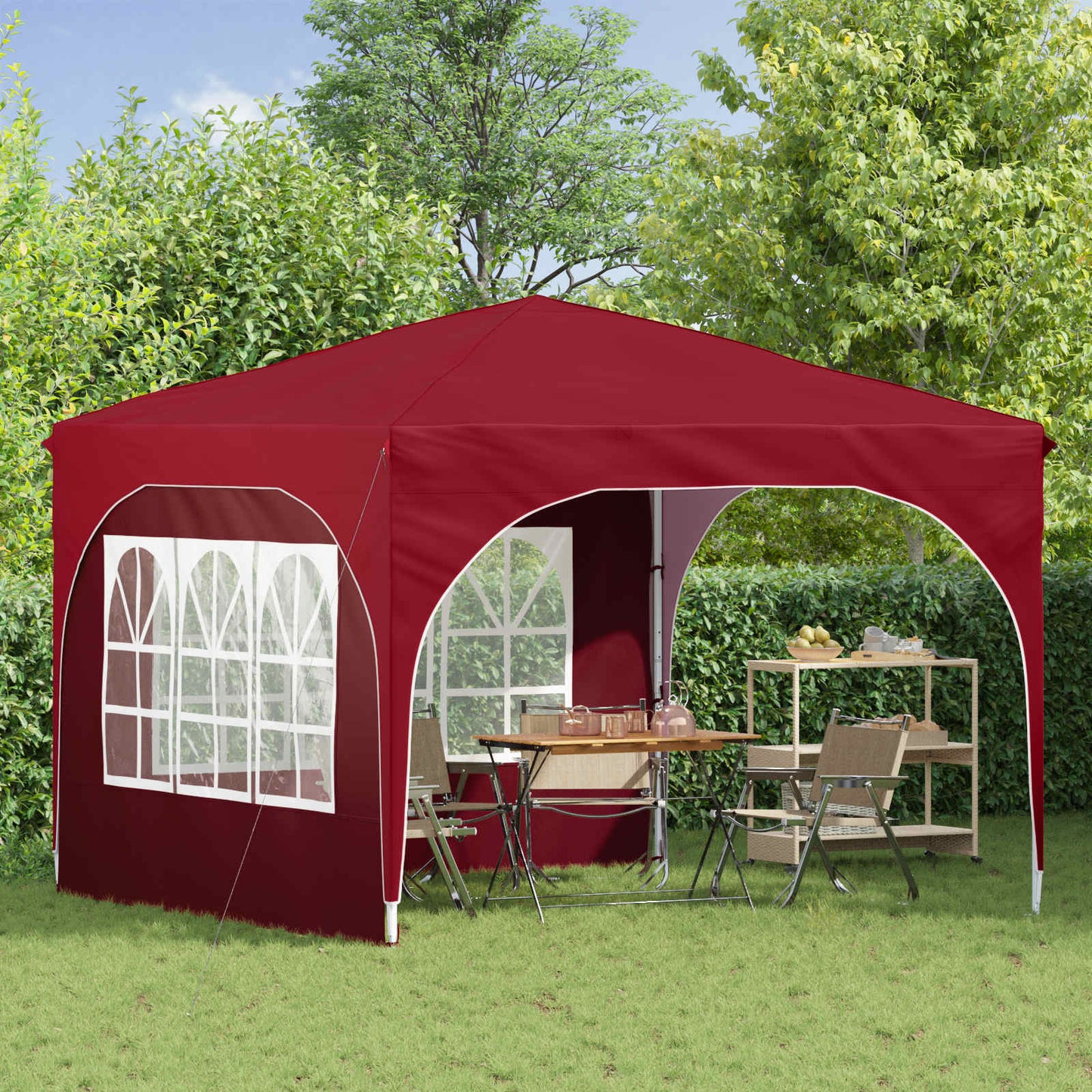Pop-up Festtelt 290 x 290 x 245 cm Bordeaux