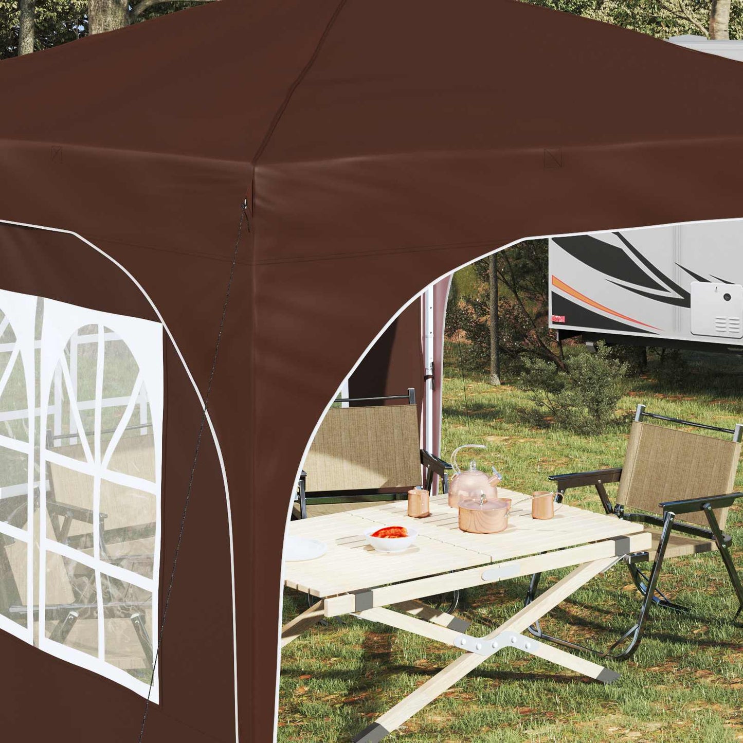 Pop-up Festtelt 290 x 290 x 245 cm Brun