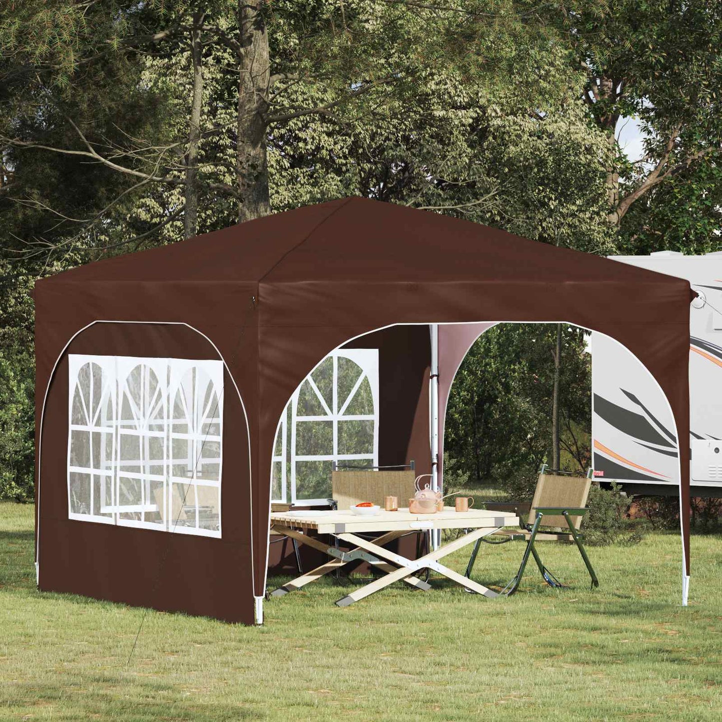 Pop-up Festtelt 290 x 290 x 245 cm Brun