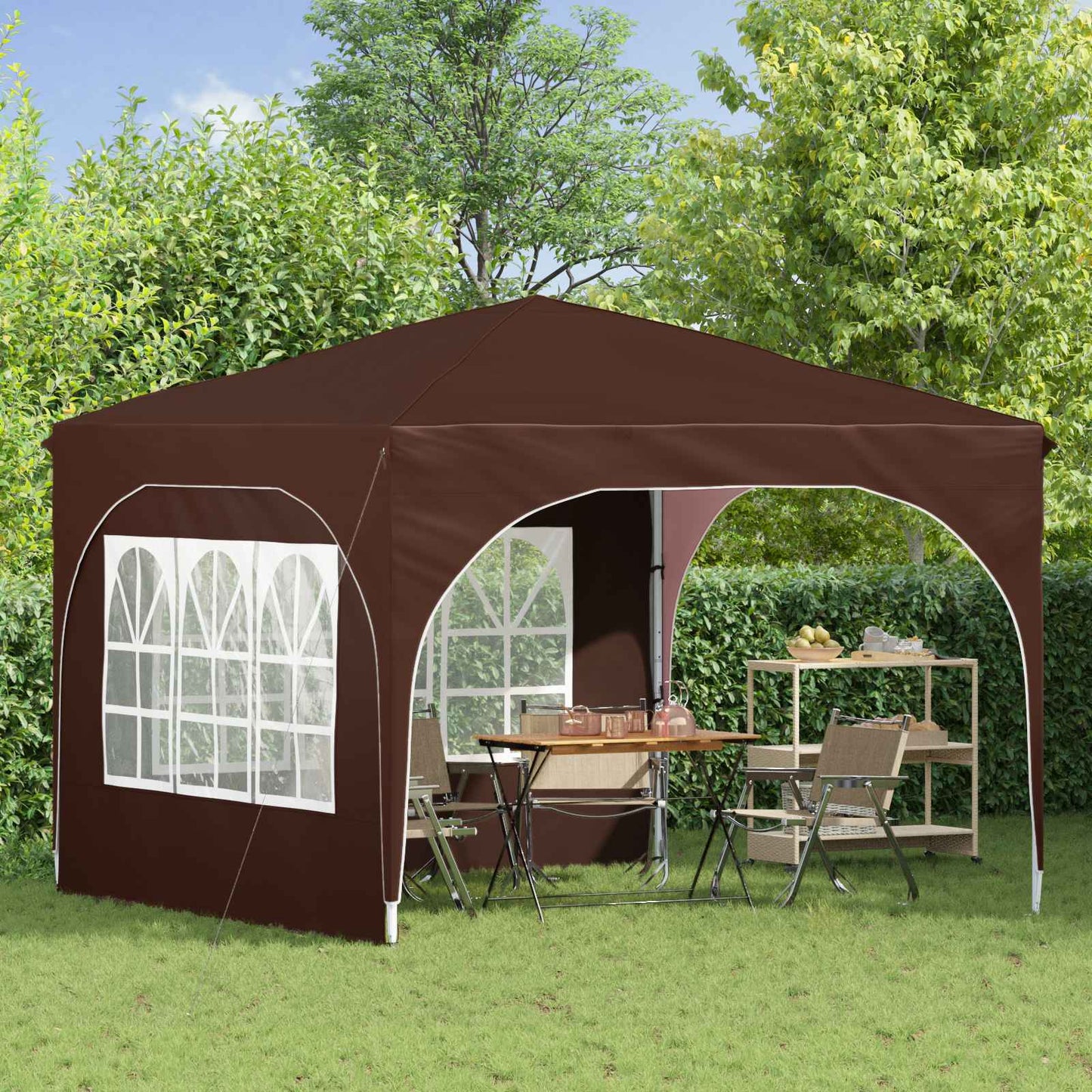 Pop-up Festtelt 290 x 290 x 245 cm Brun