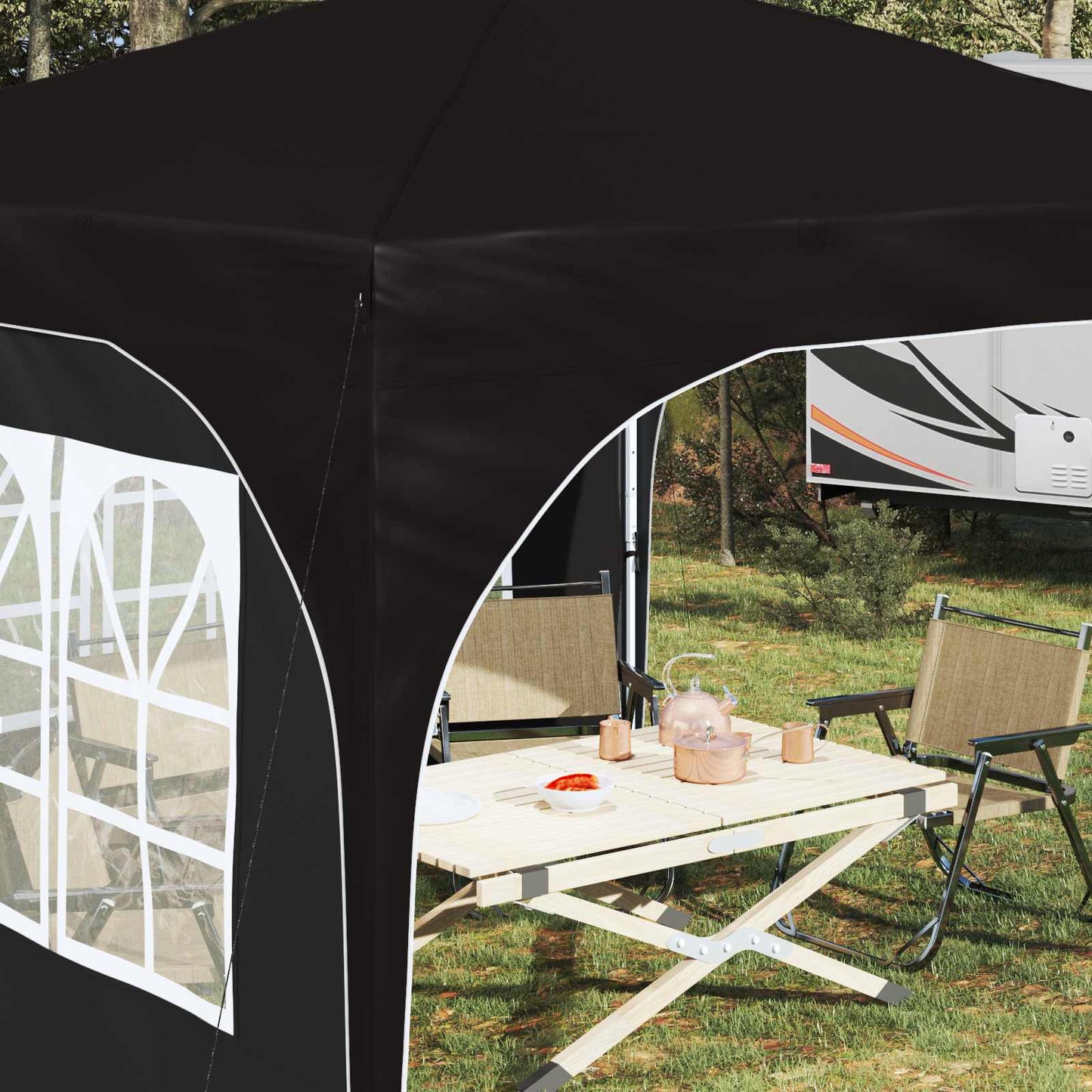 Pop-up Festtelt 290 x 290 x 245 cm Sort