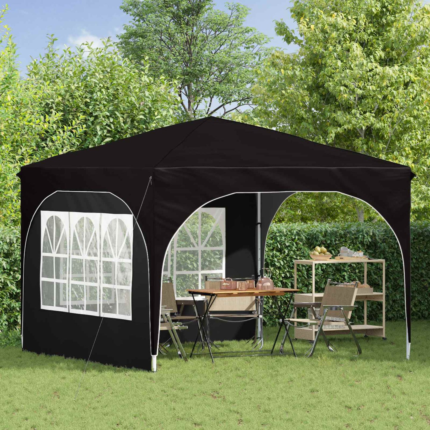 Pop-up Festtelt 290 x 290 x 245 cm Sort