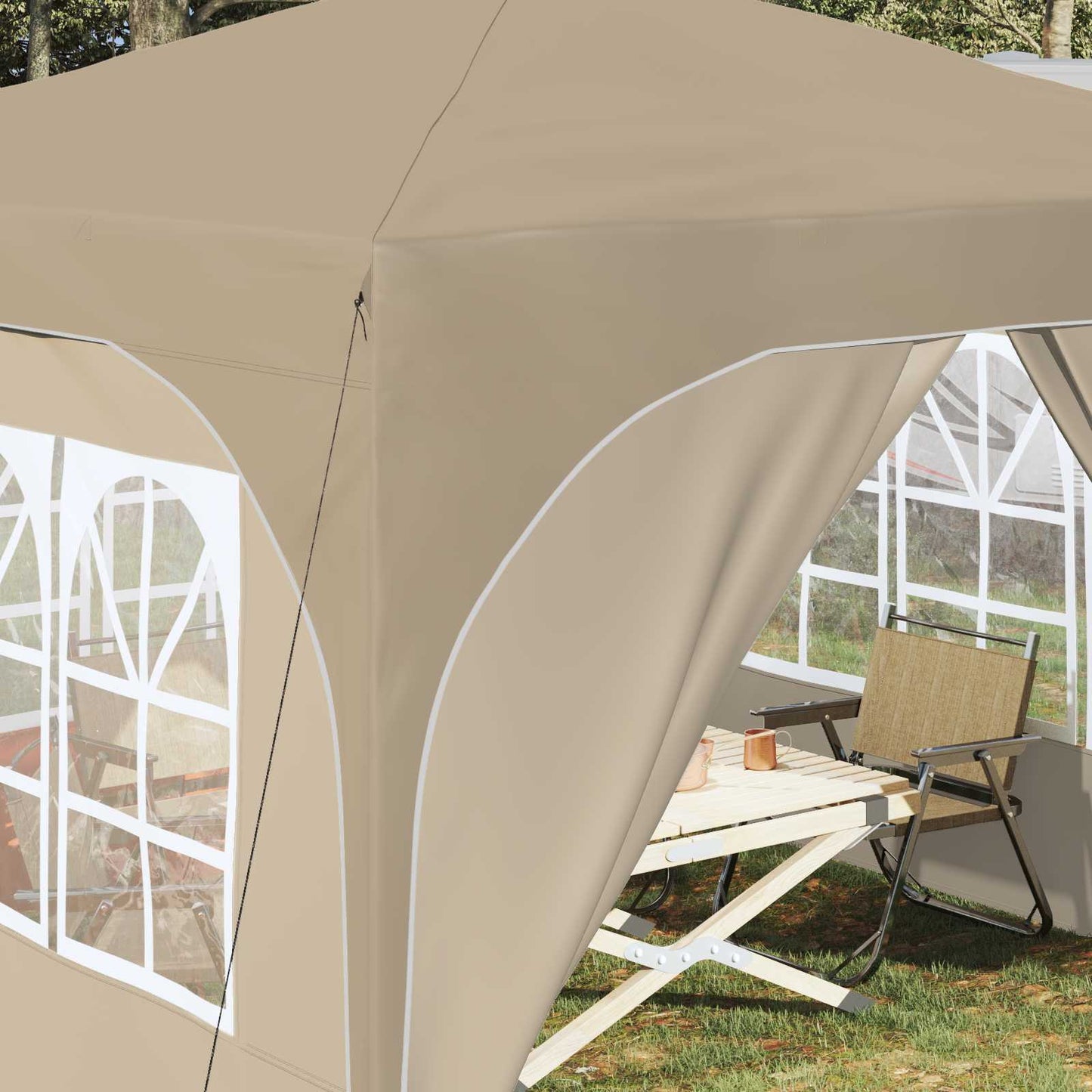 Pop-up Festtelt 290 x 290 x 245 cm Cremefarvet