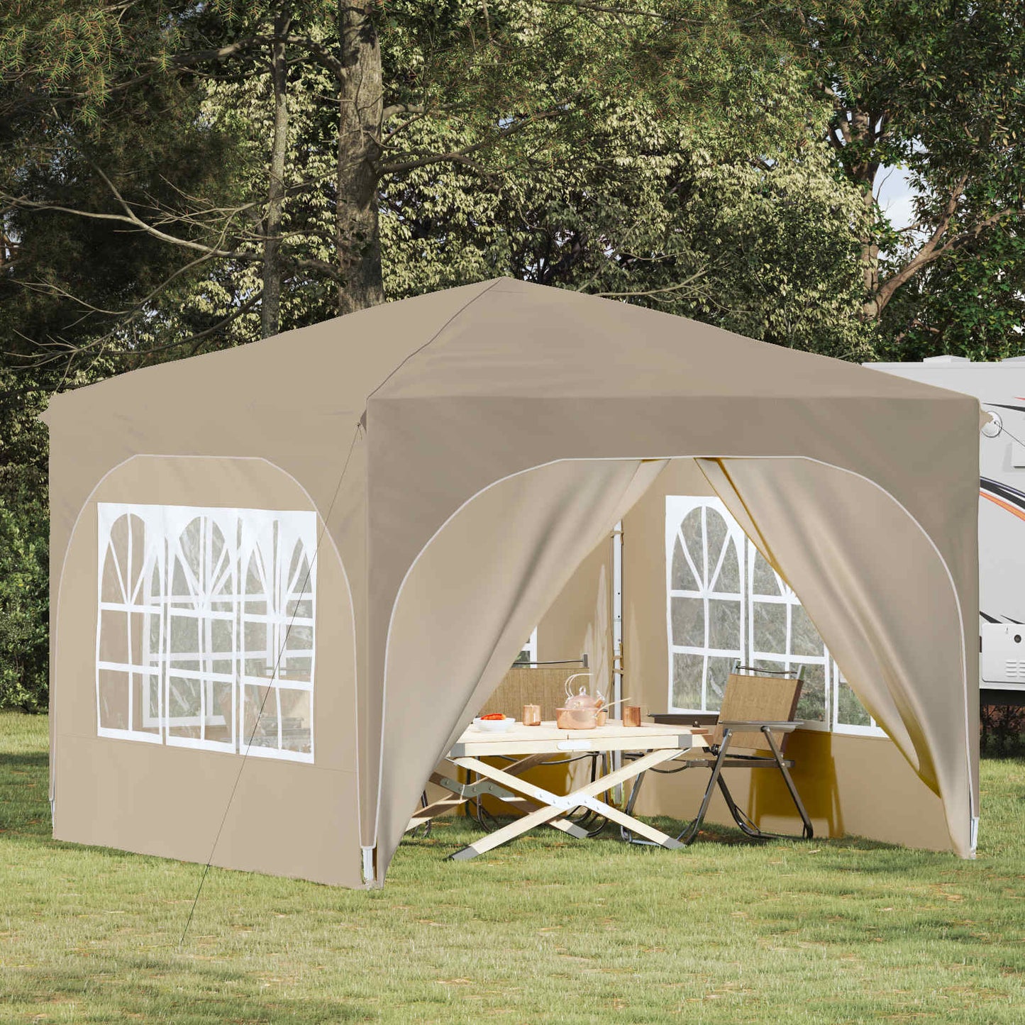 Pop-up Festtelt 290 x 290 x 245 cm Cremefarvet