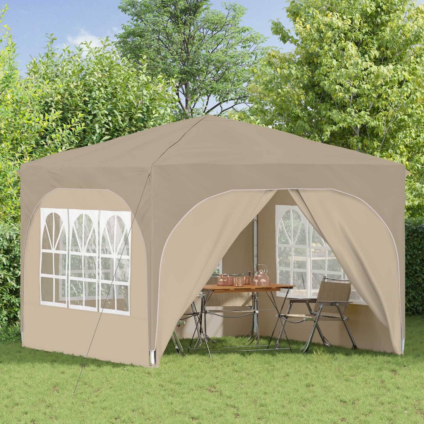 Pop-up Festtelt 290 x 290 x 245 cm Cremefarvet