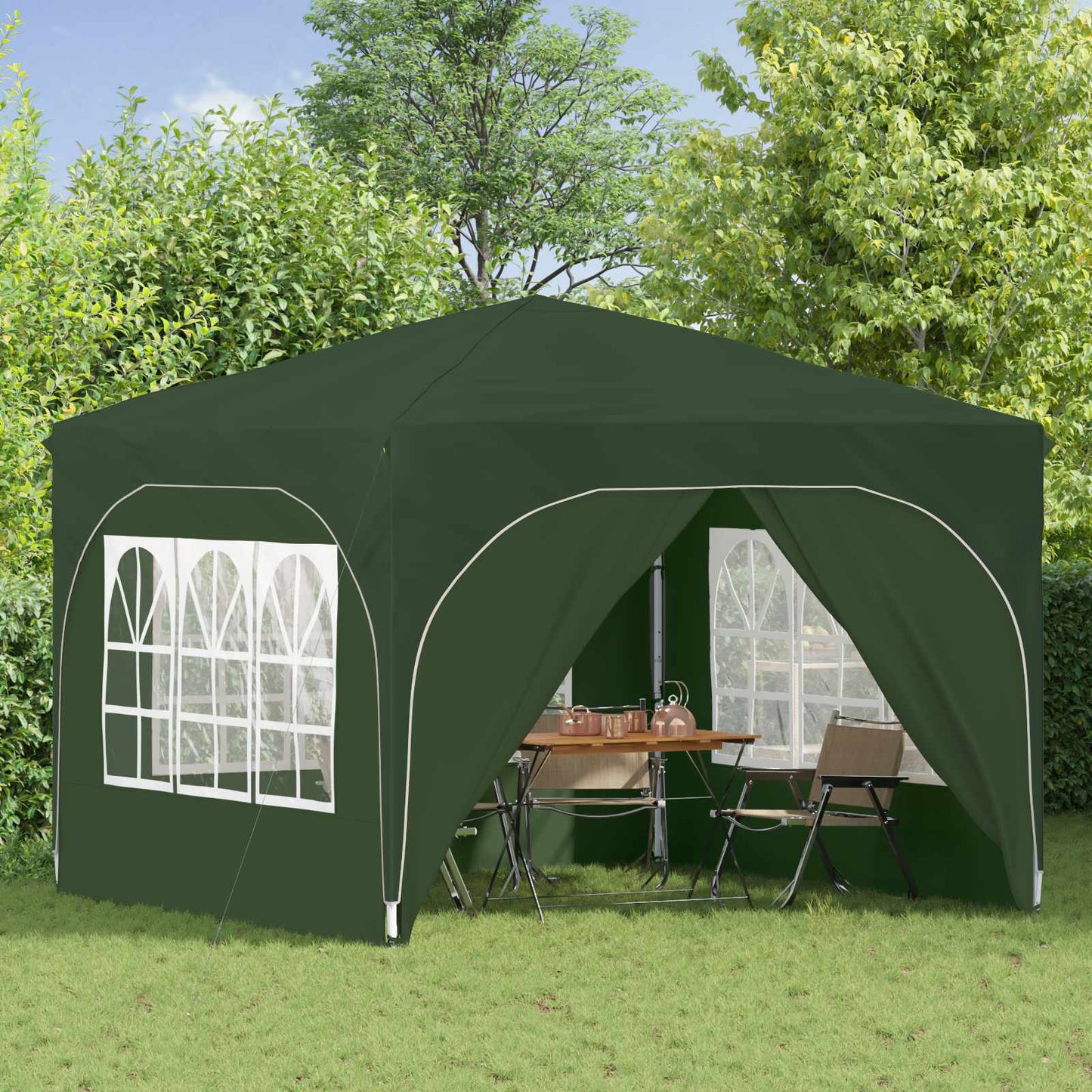 Pop-up Festtelt 290 x 290 x 245 cm Grøn