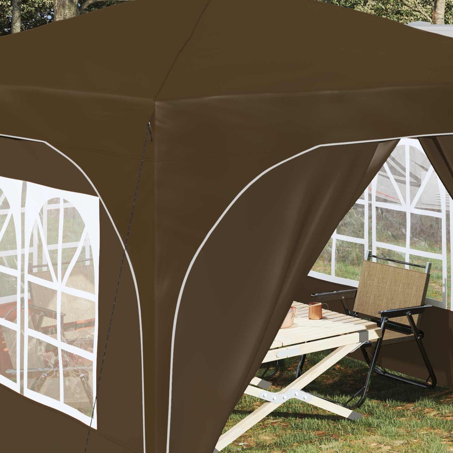 Pop-up Festtelt 290 x 290 x 245 cm Gråbrun