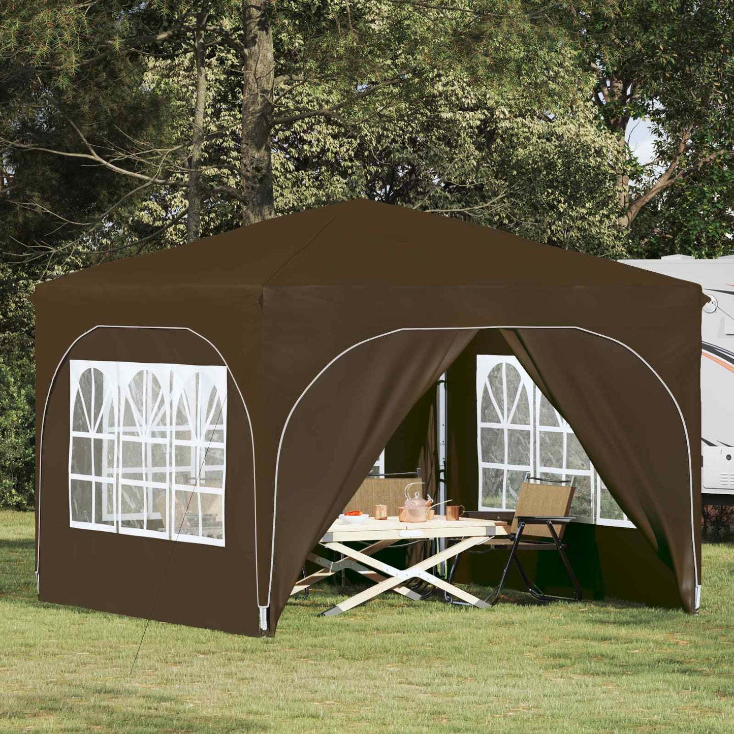 Pop-up Festtelt 290 x 290 x 245 cm Gråbrun