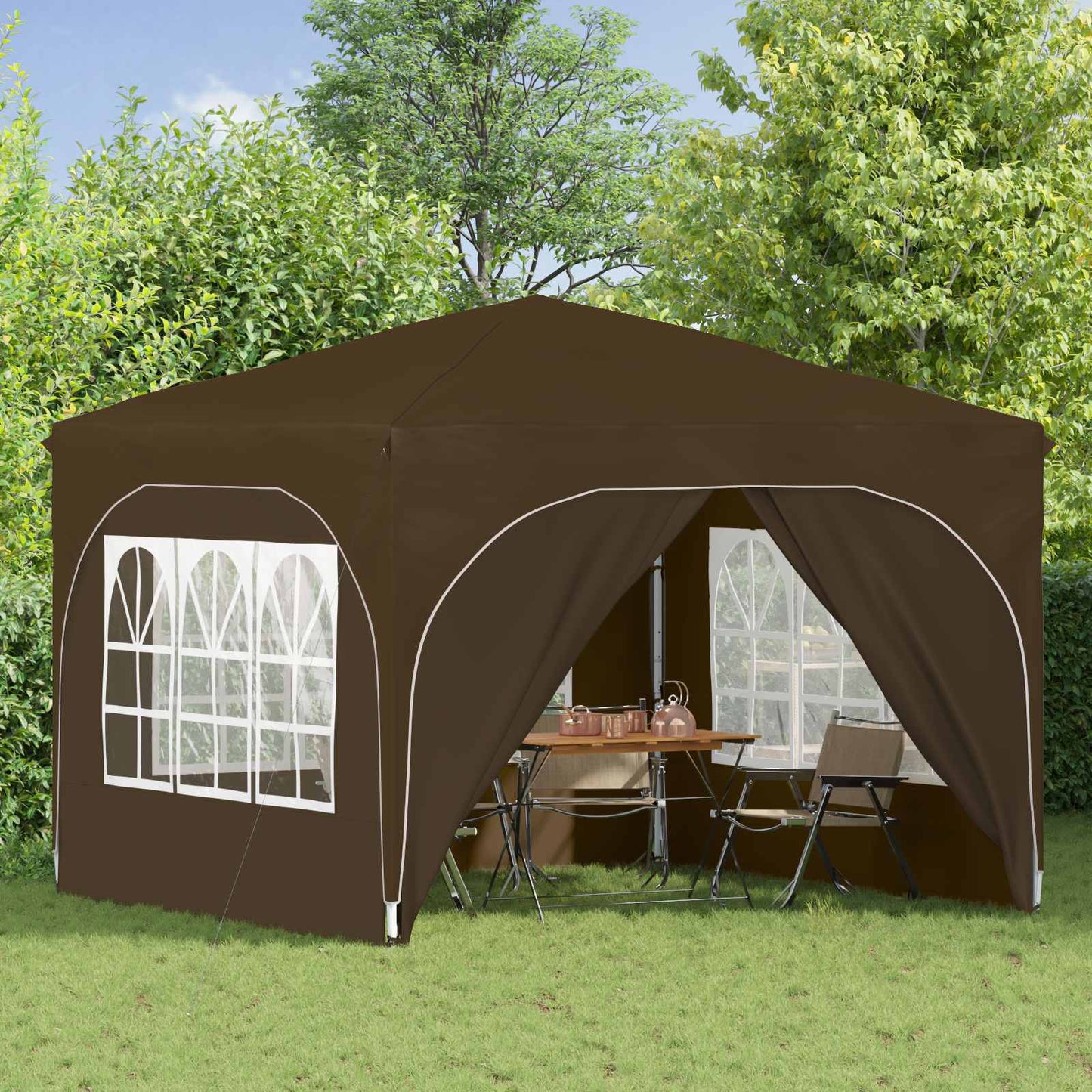 Pop-up Festtelt 290 x 290 x 245 cm Gråbrun