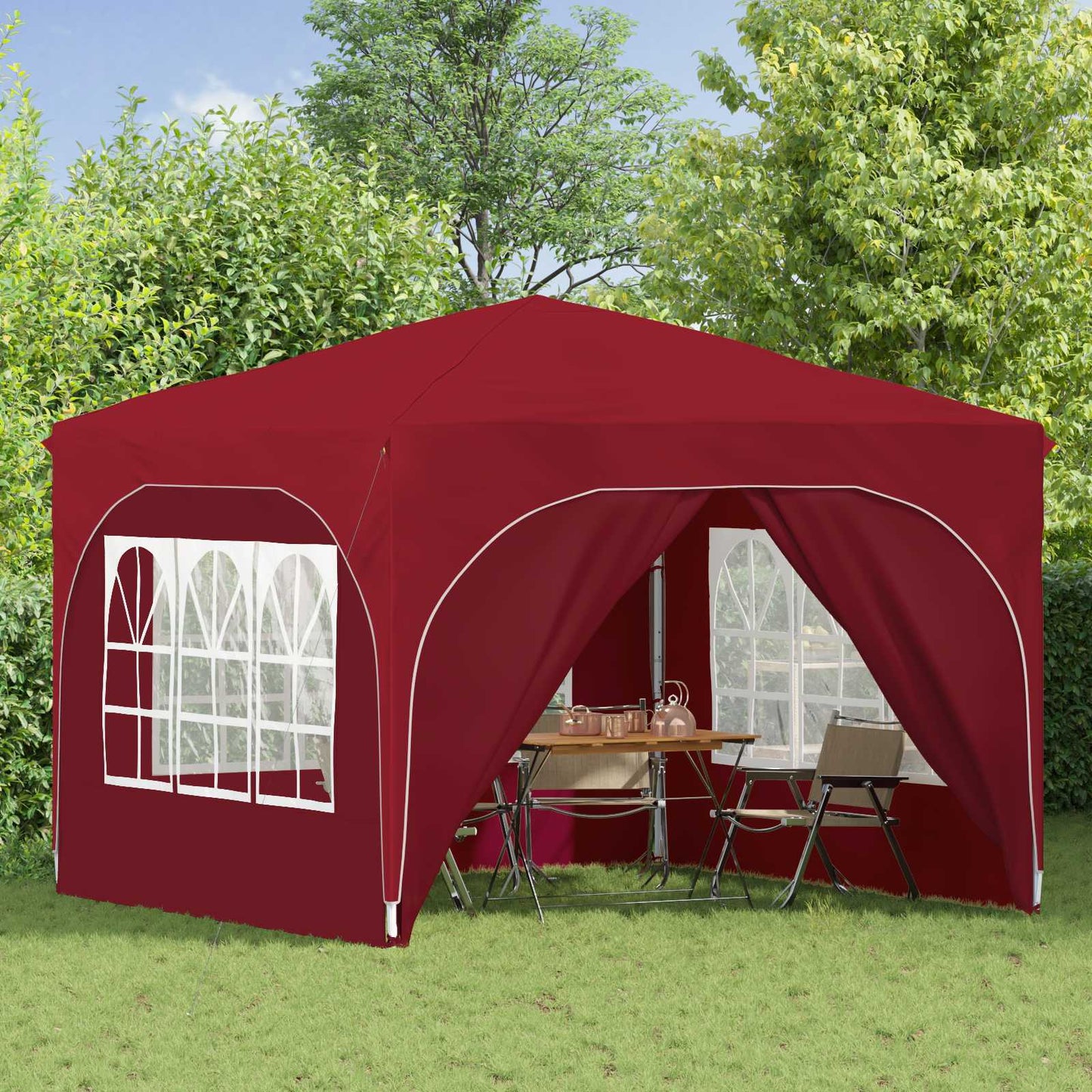 Pop-up Festtelt 290 x 290 x 245 cm Bordeaux