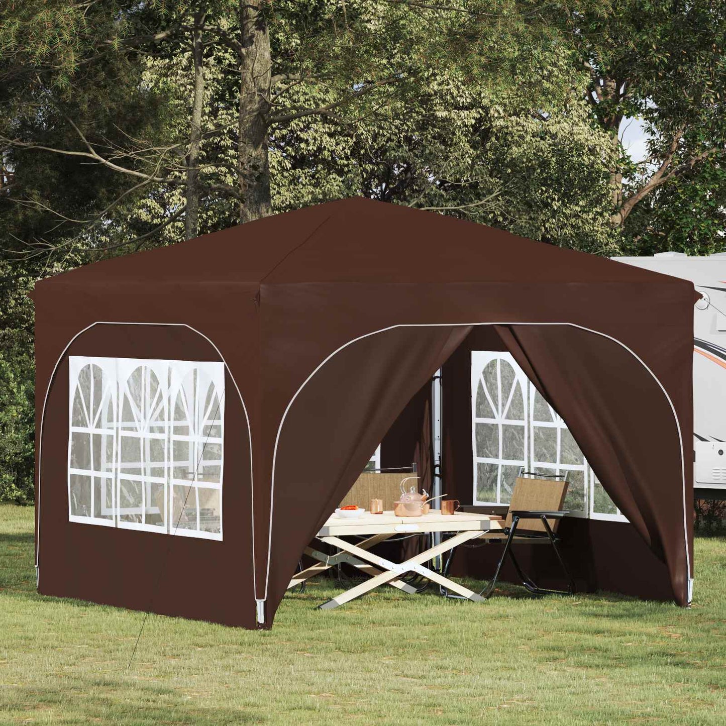Pop-up Festtelt 290 x 290 x 245 cm Brun