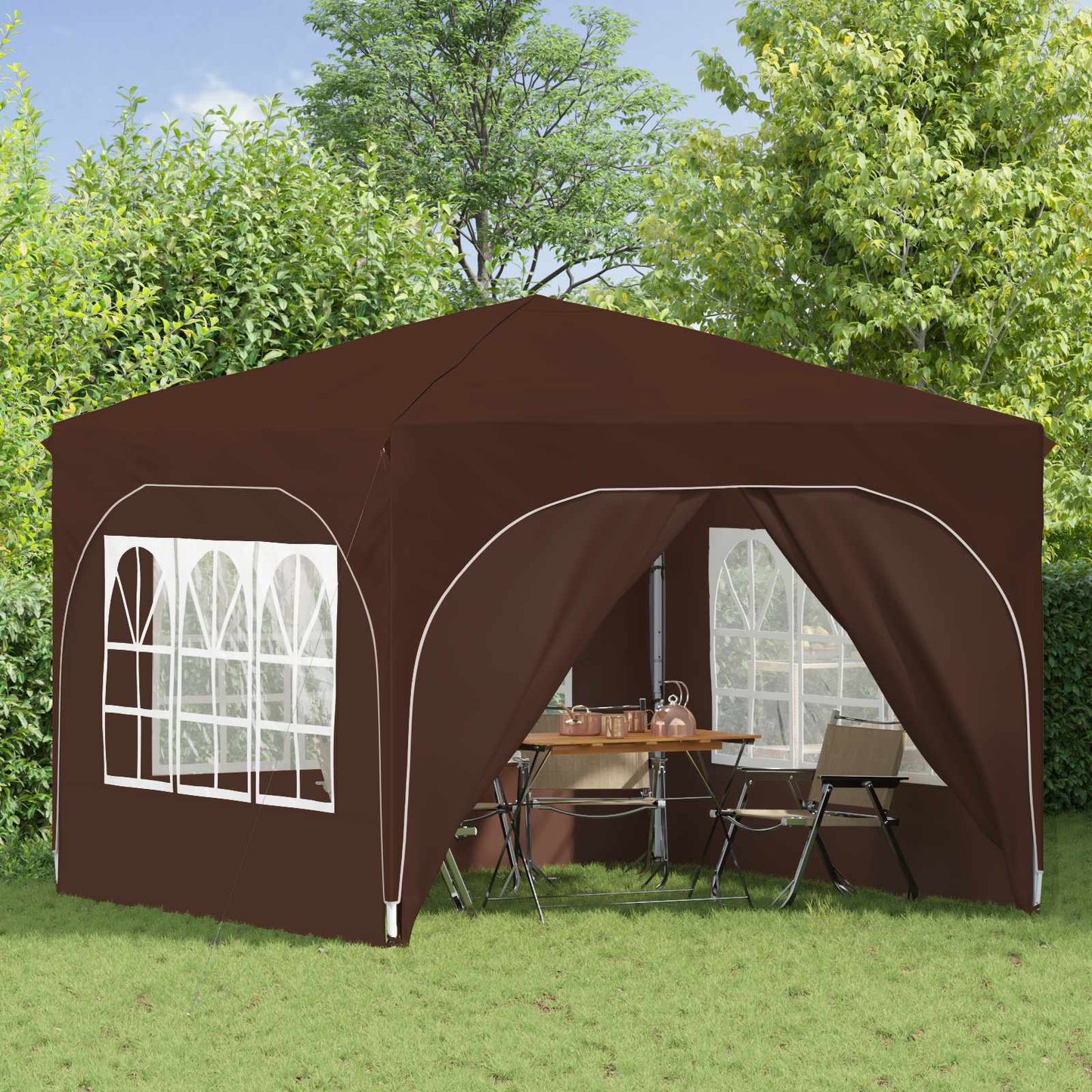 Pop-up Festtelt 290 x 290 x 245 cm Brun