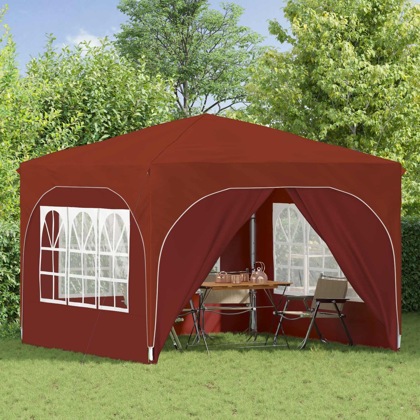 Pop-up Festtelt 290 x 290 x 245 cm Terrakotta