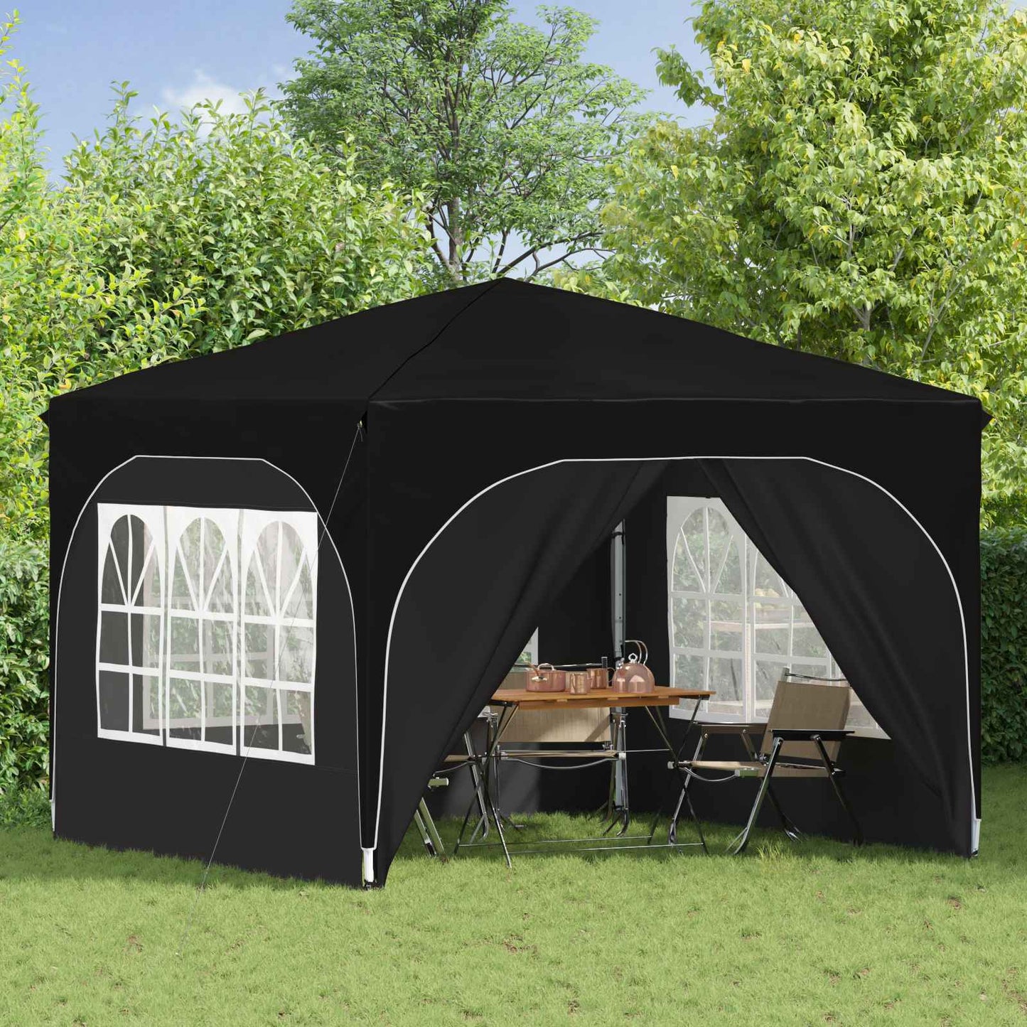 Pop-up Festtelt 290 x 290 x 245 cm Sort