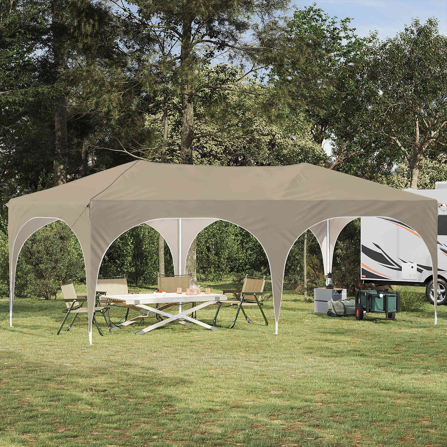 Pop-up Festtelt 575 x 288 x 245 cm Cremefarvet Oxford stof
