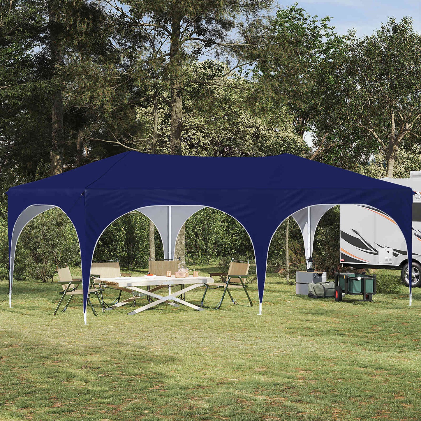 Pop-up Festtelt 575 x 288 x 245 cm Blå Oxford stof