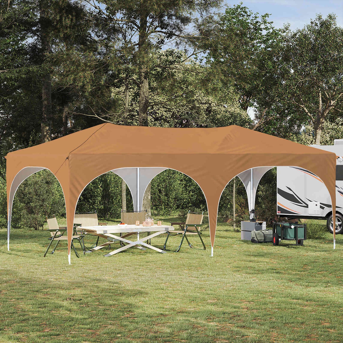 Pop-up Festtelt 575 x 288 x 245 cm Beige Oxford stof