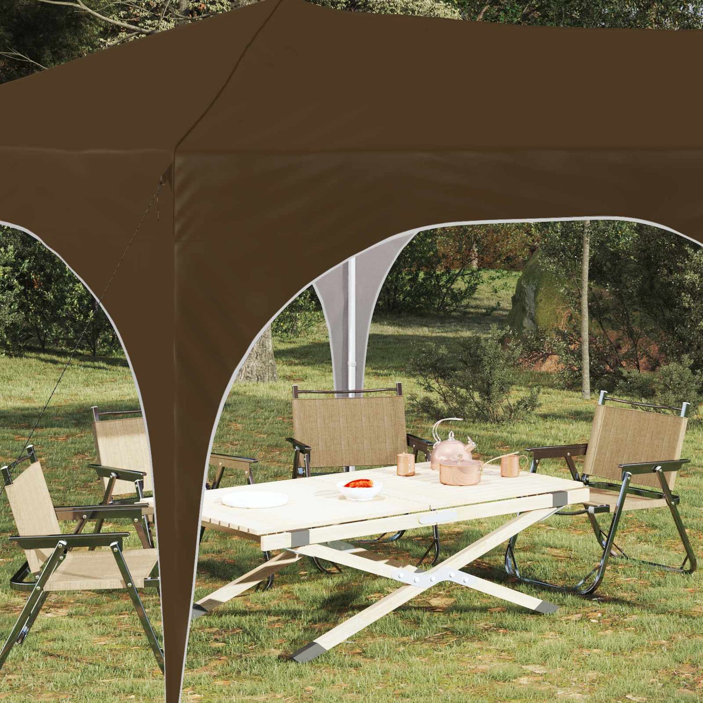 Pop-up Festtelt 575 x 288 x 245 cm Gråbrun Oxford stof
