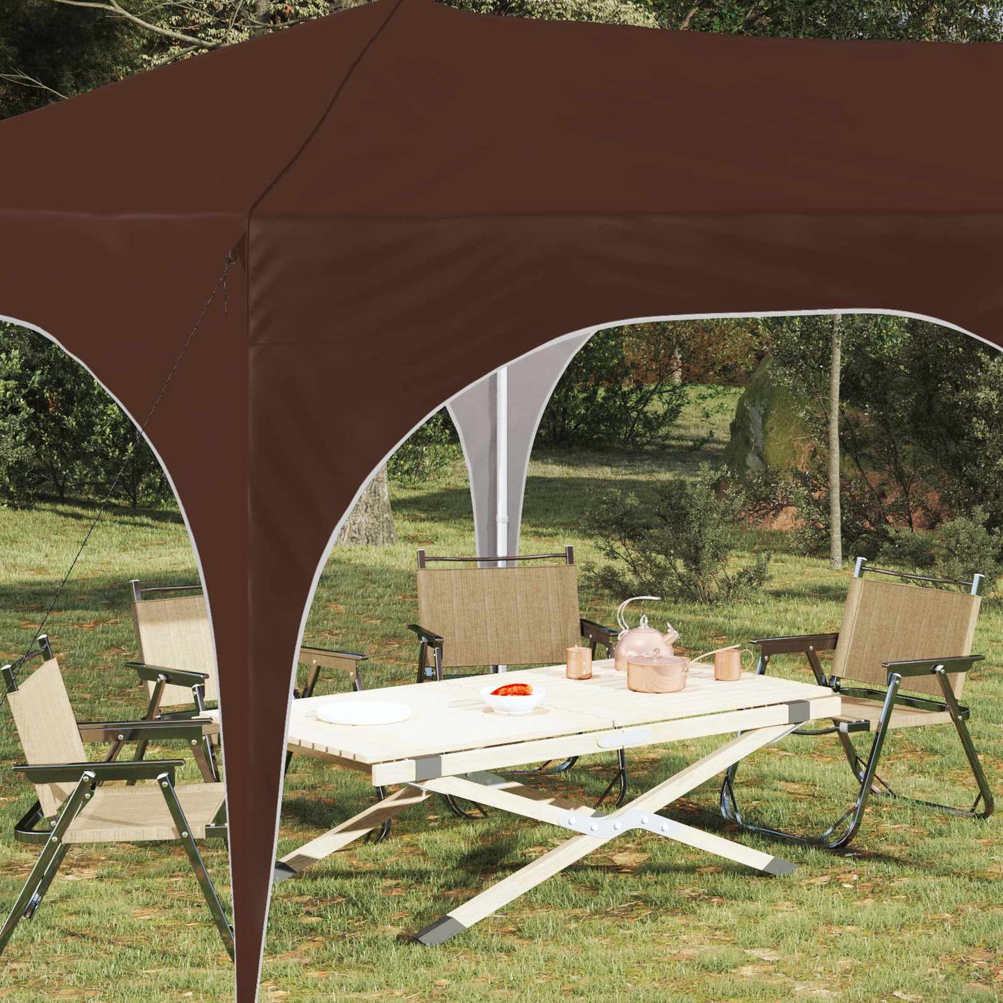 Pop-up Festtelt 575 x 288 x 245 cm Brun Oxford stof