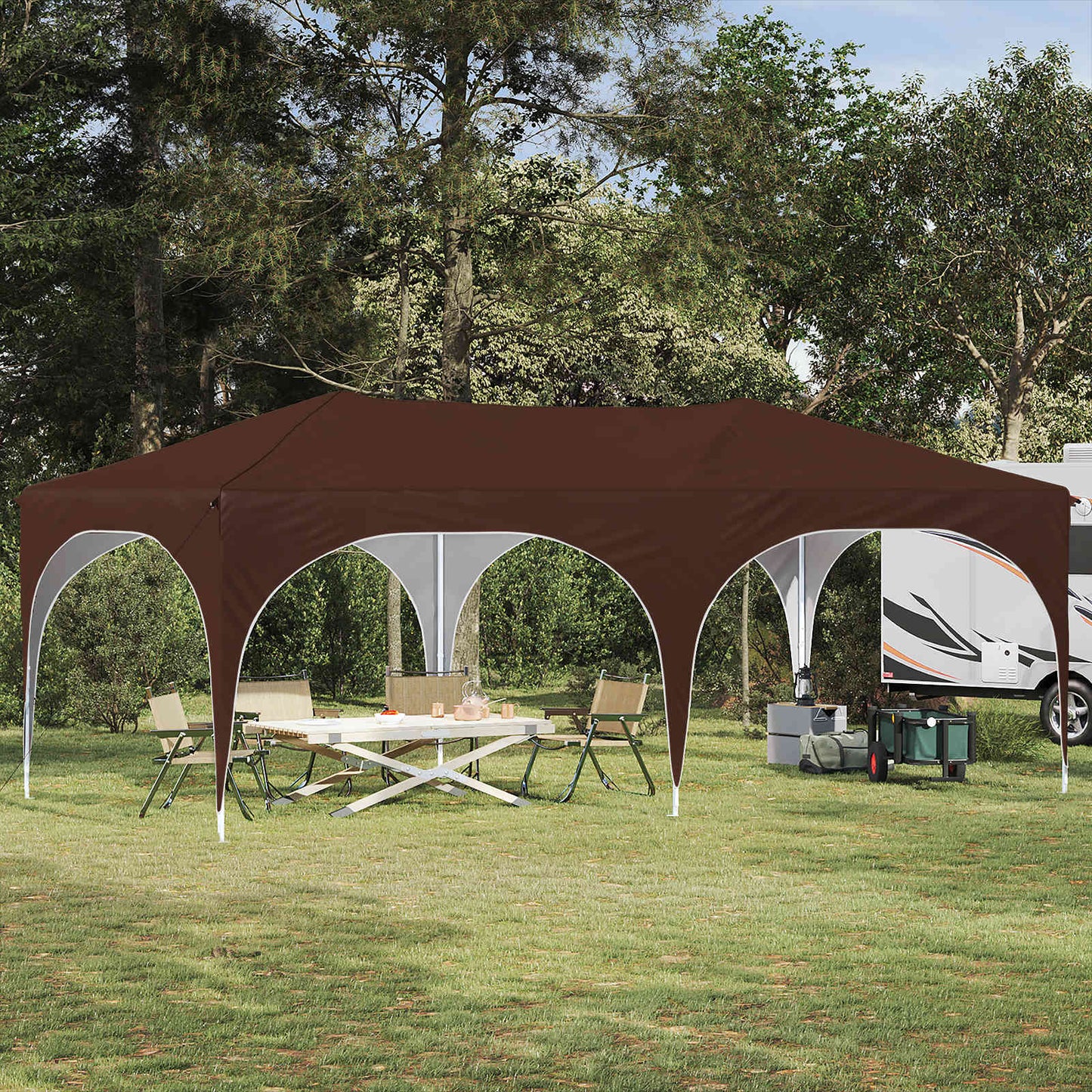 Pop-up Festtelt 575 x 288 x 245 cm Brun Oxford stof