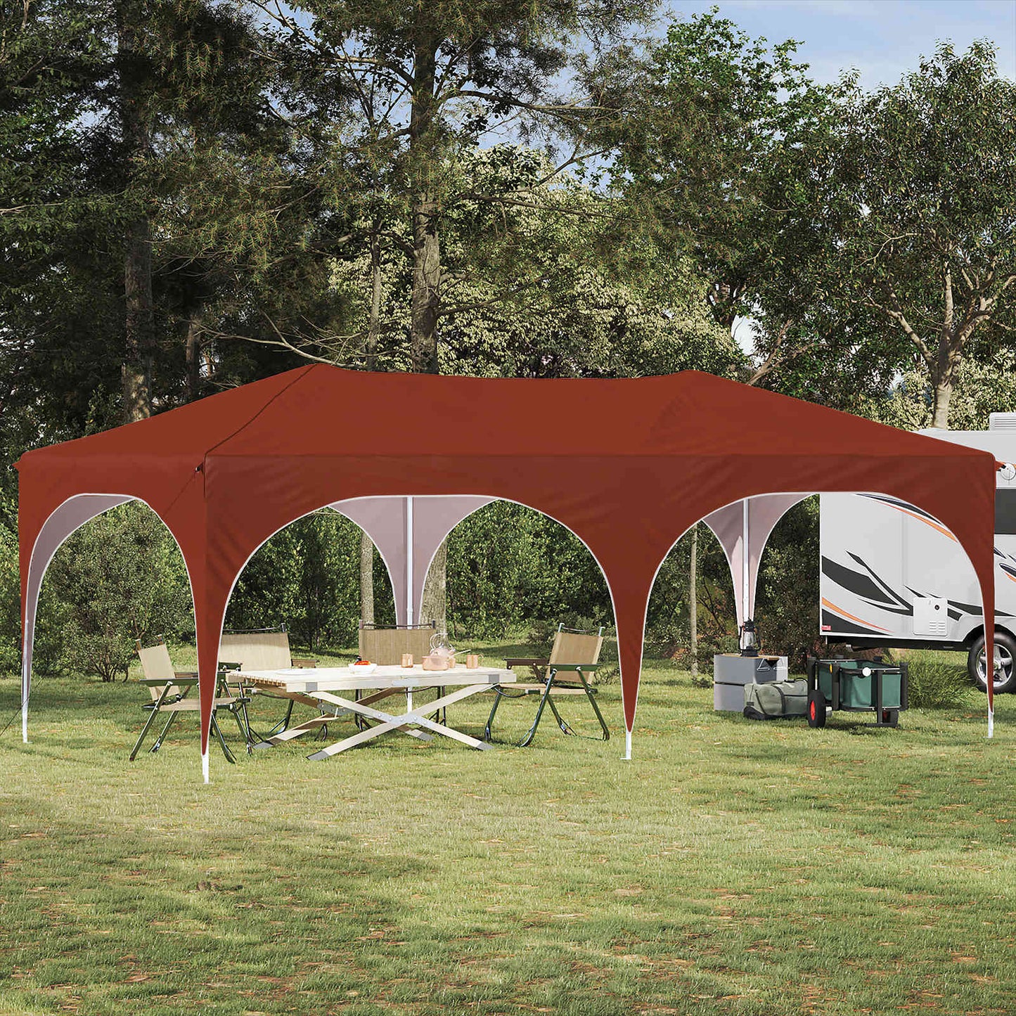 Pop-up Festtelt 575 x 288 x 245 cm Terrakotta Oxford stof