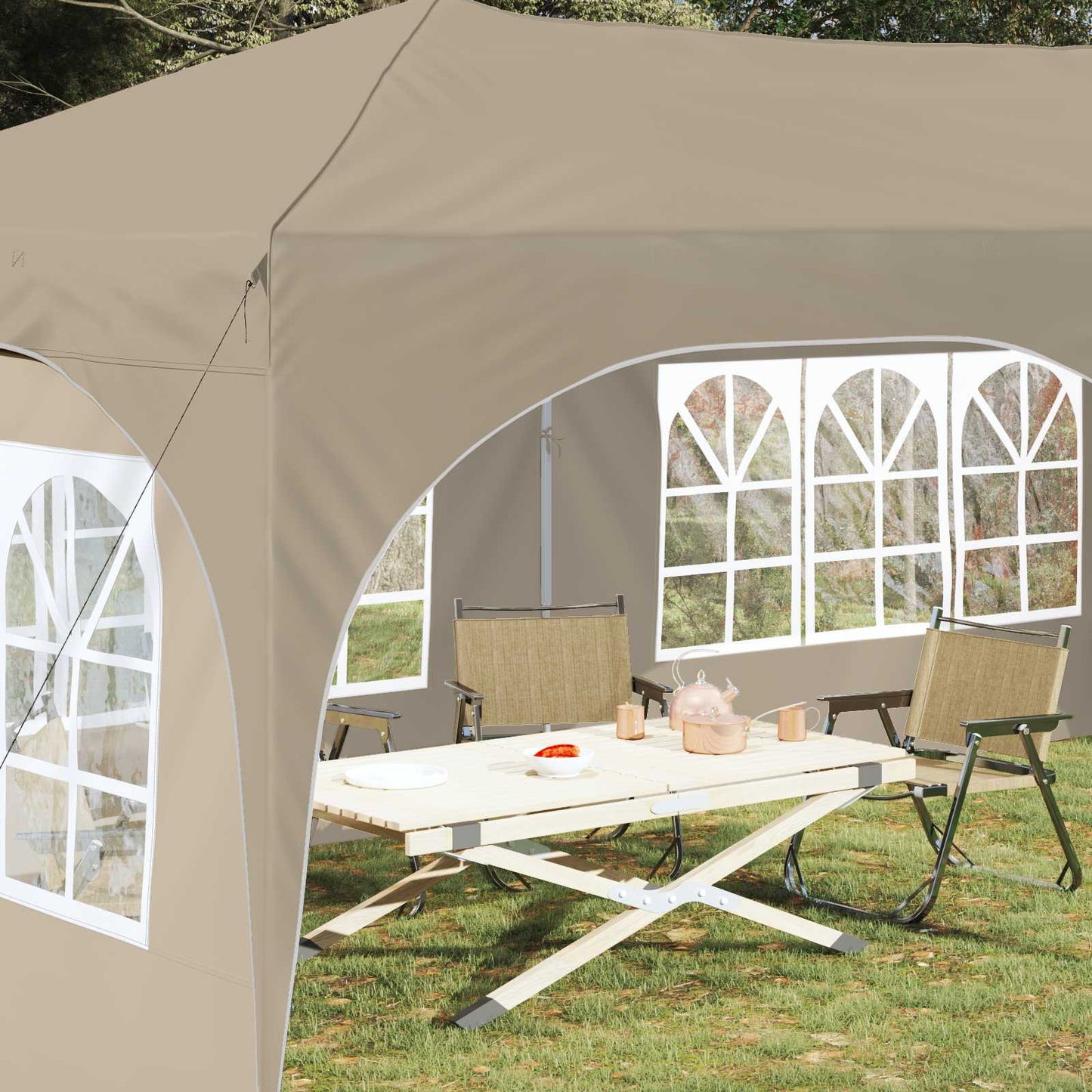 Pop-up Festtelt 575 x 288 x 245 cm Cremefarvet Oxford stof