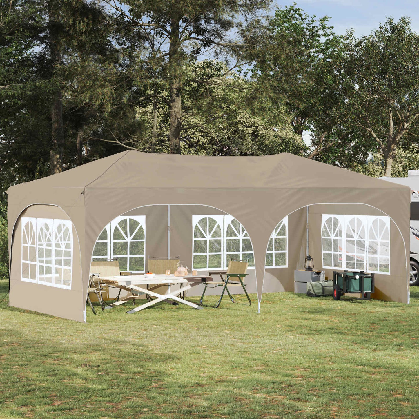 Pop-up Festtelt 575 x 288 x 245 cm Cremefarvet Oxford stof