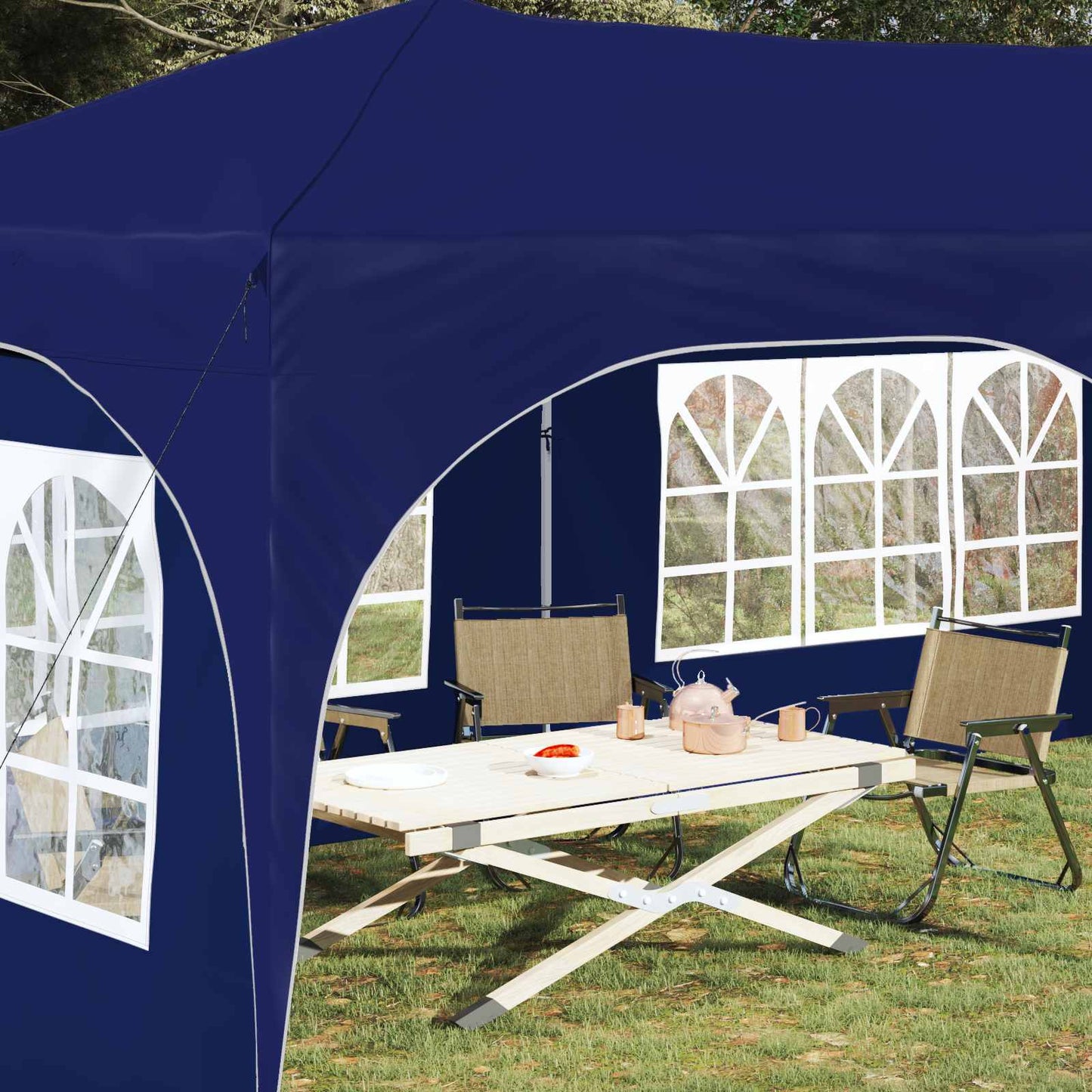 Pop-up Festtelt 575 x 288 x 245 cm Blå Oxford stof