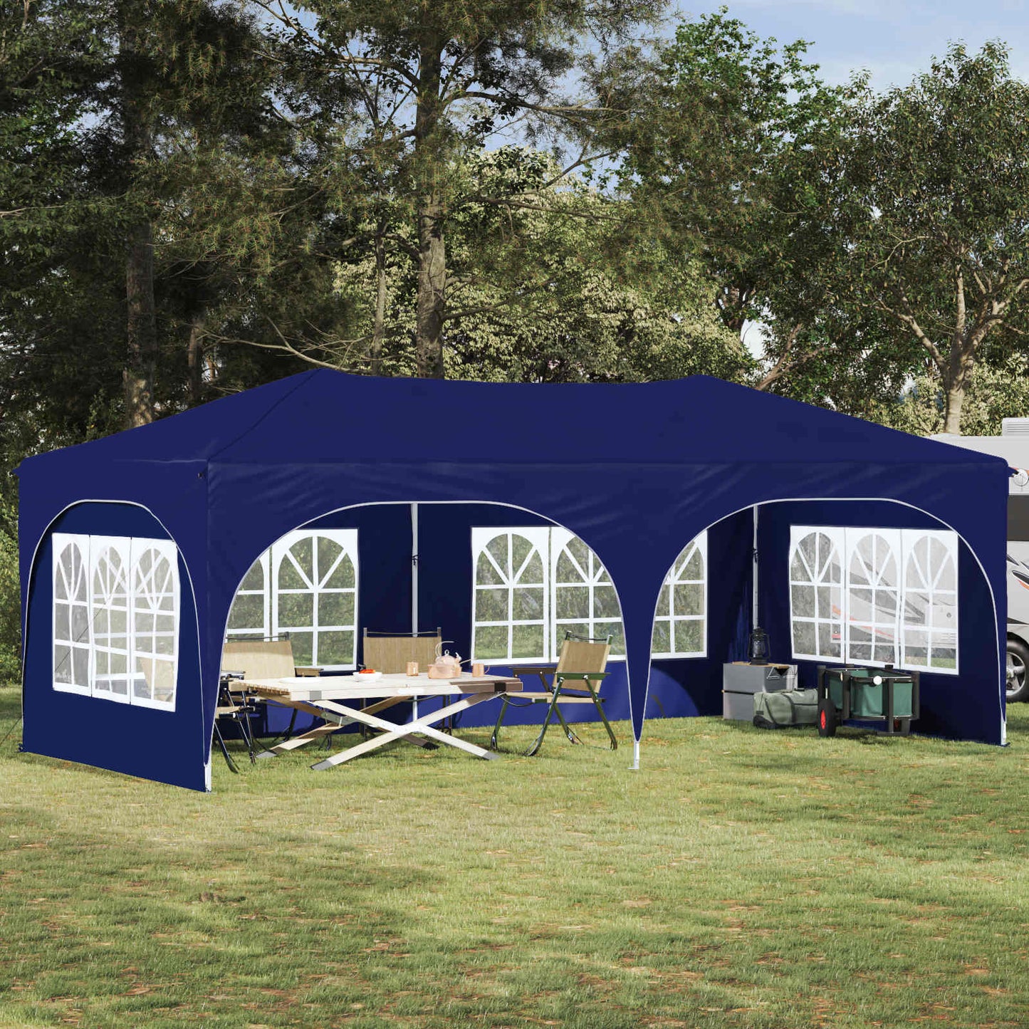 Pop-up Festtelt 575 x 288 x 245 cm Blå Oxford stof