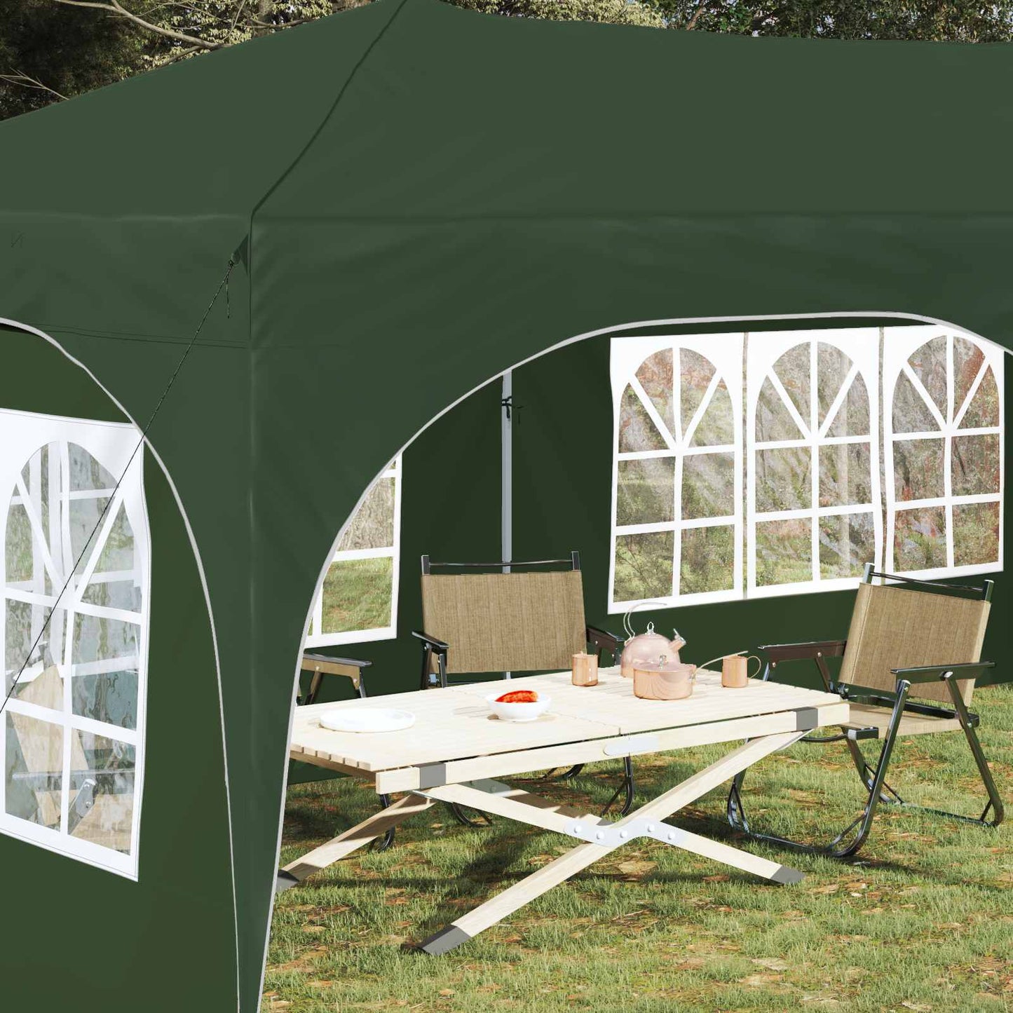 Pop-up Festtelt 575 x 288 x 245 cm Grøn Oxford stof