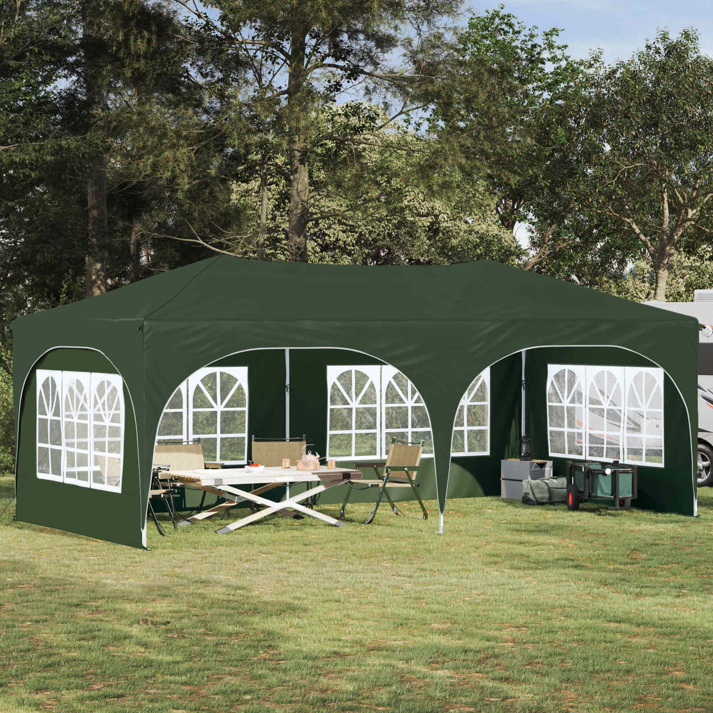 Pop-up Festtelt 575 x 288 x 245 cm Grøn Oxford stof