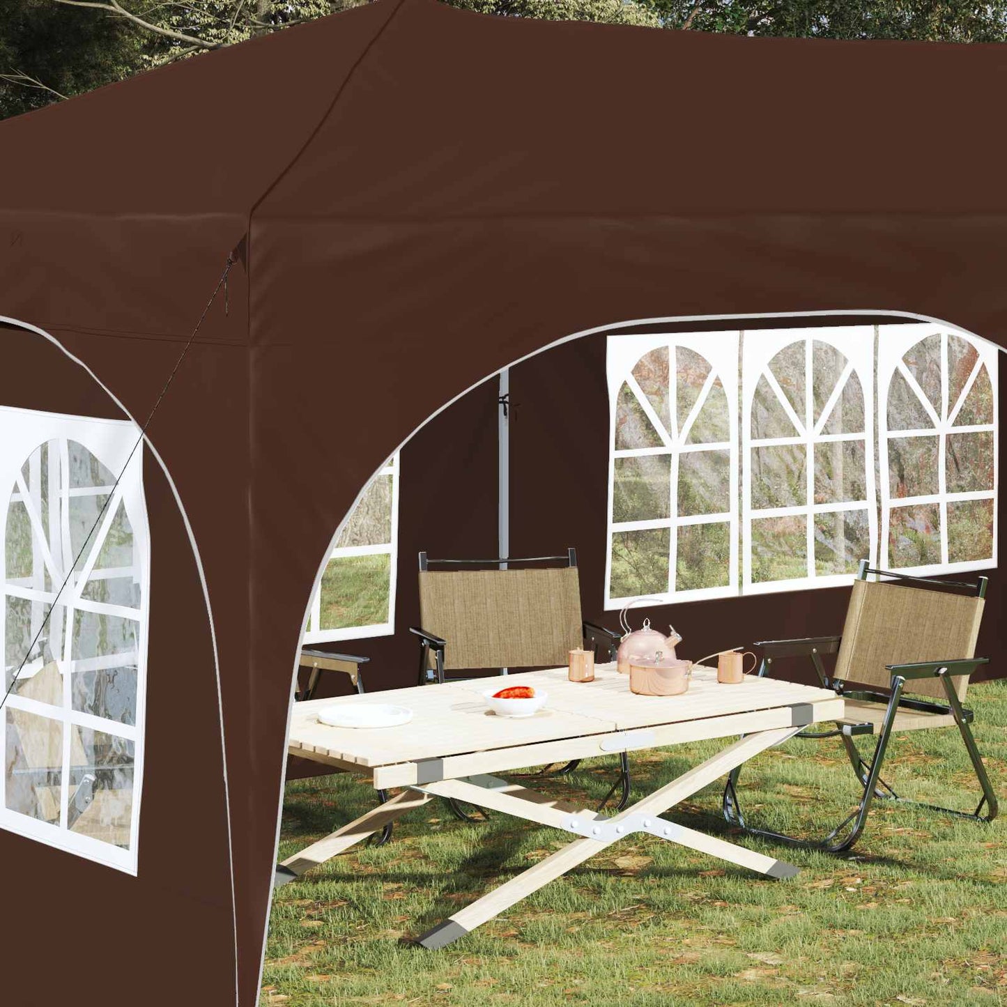 Pop-up Festtelt 575 x 288 x 245 cm Brun Oxford stof