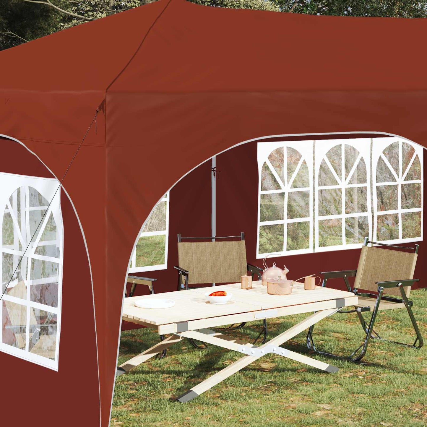 Pop-up Festtelt 575 x 288 x 245 cm Terrakotta Oxford stof