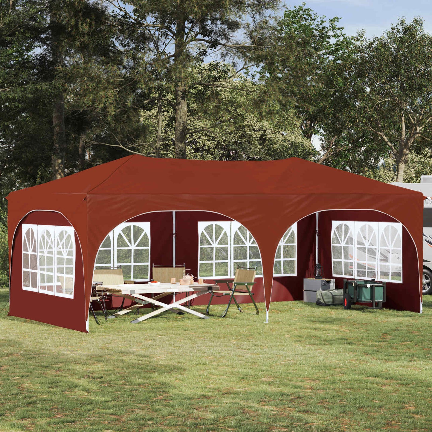 Pop-up Festtelt 575 x 288 x 245 cm Terrakotta Oxford stof