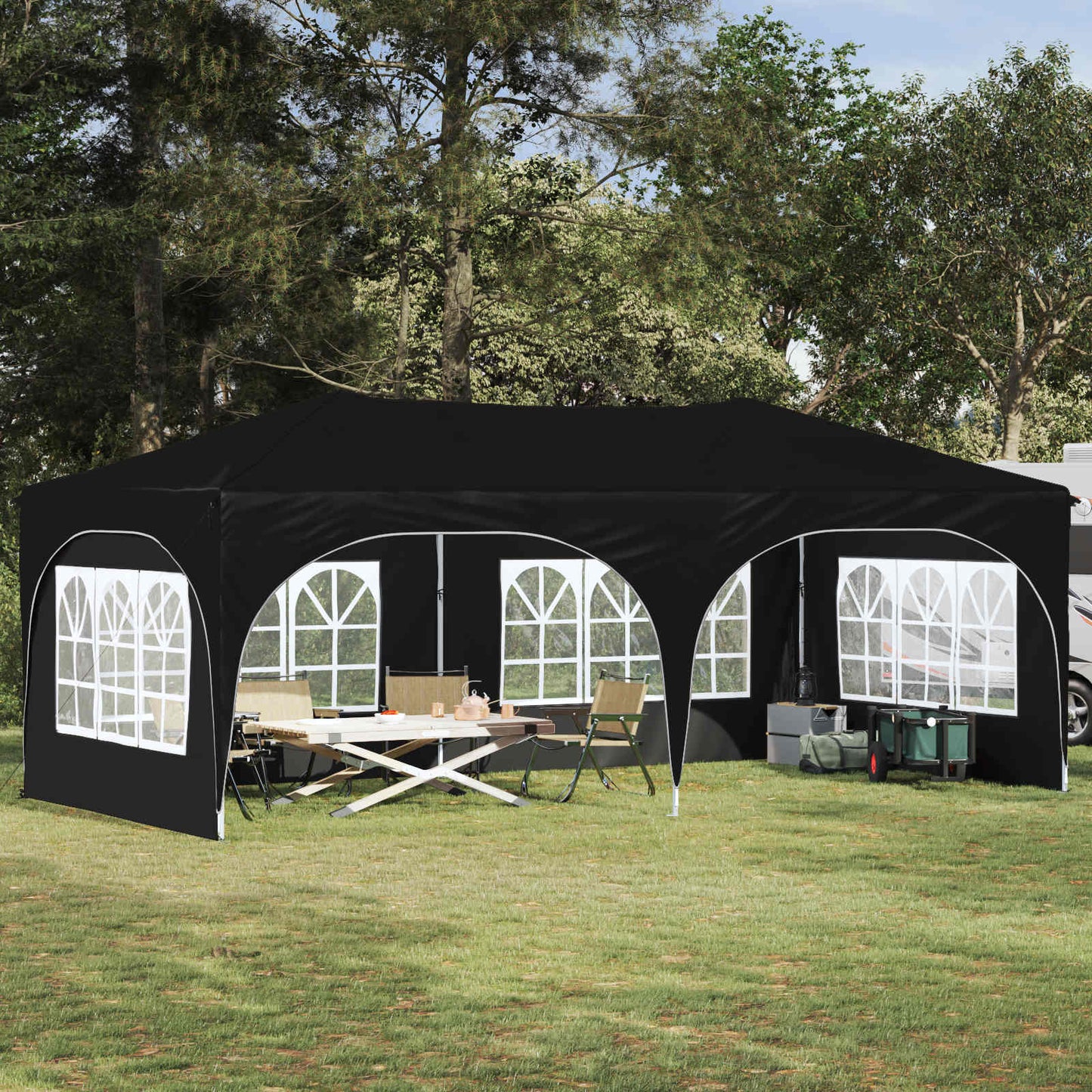 Pop-up Festtelt 575 x 288 x 245 cm Sort Oxford stof