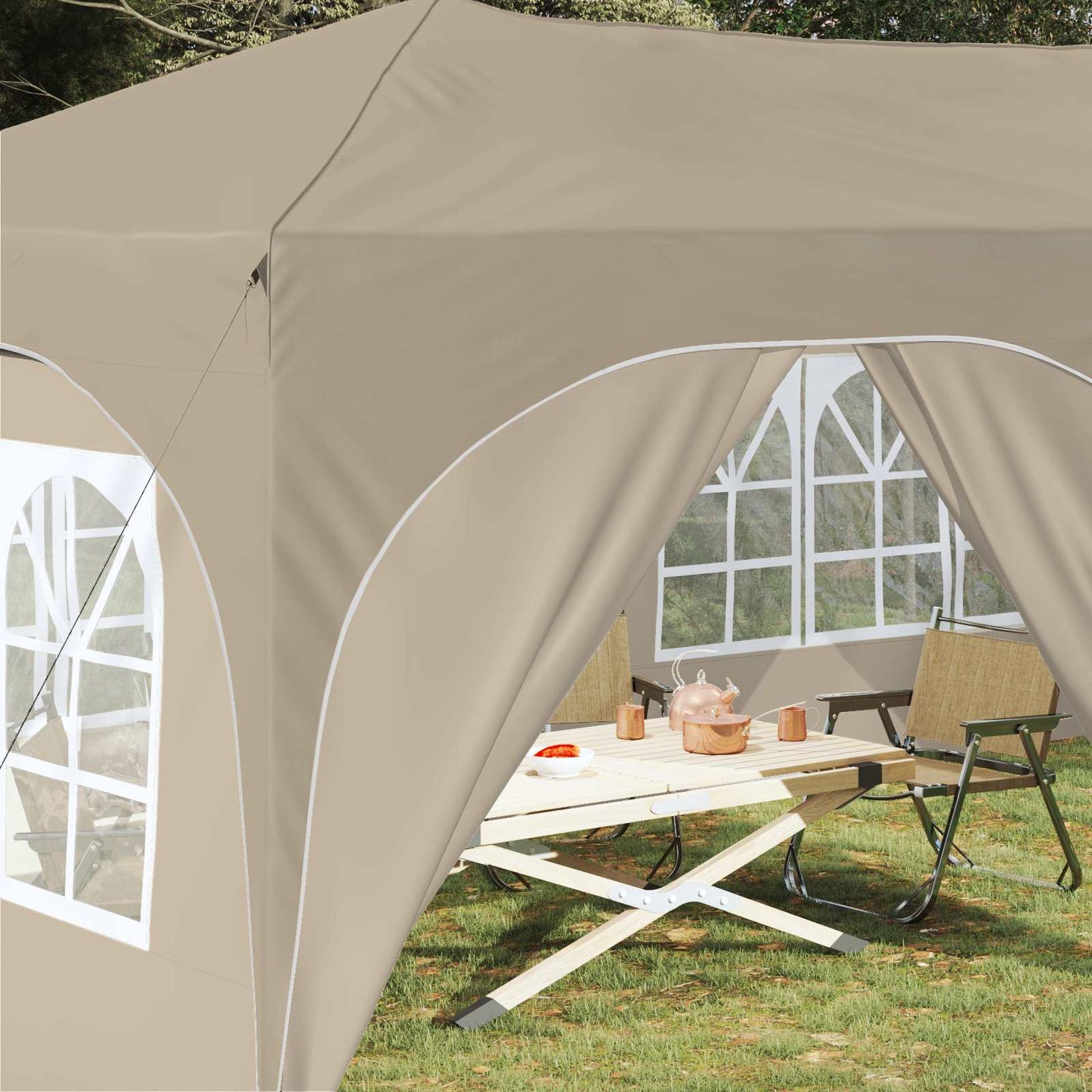 Pop-up Festtelt 575 x 288 x 245 cm Cremefarvet Oxford stof