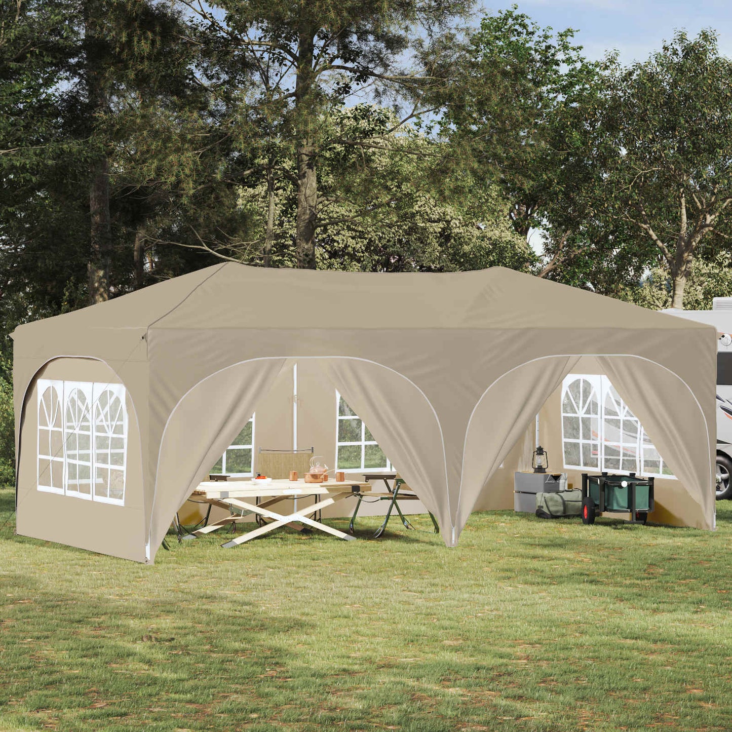 Pop-up Festtelt 575 x 288 x 245 cm Cremefarvet Oxford stof