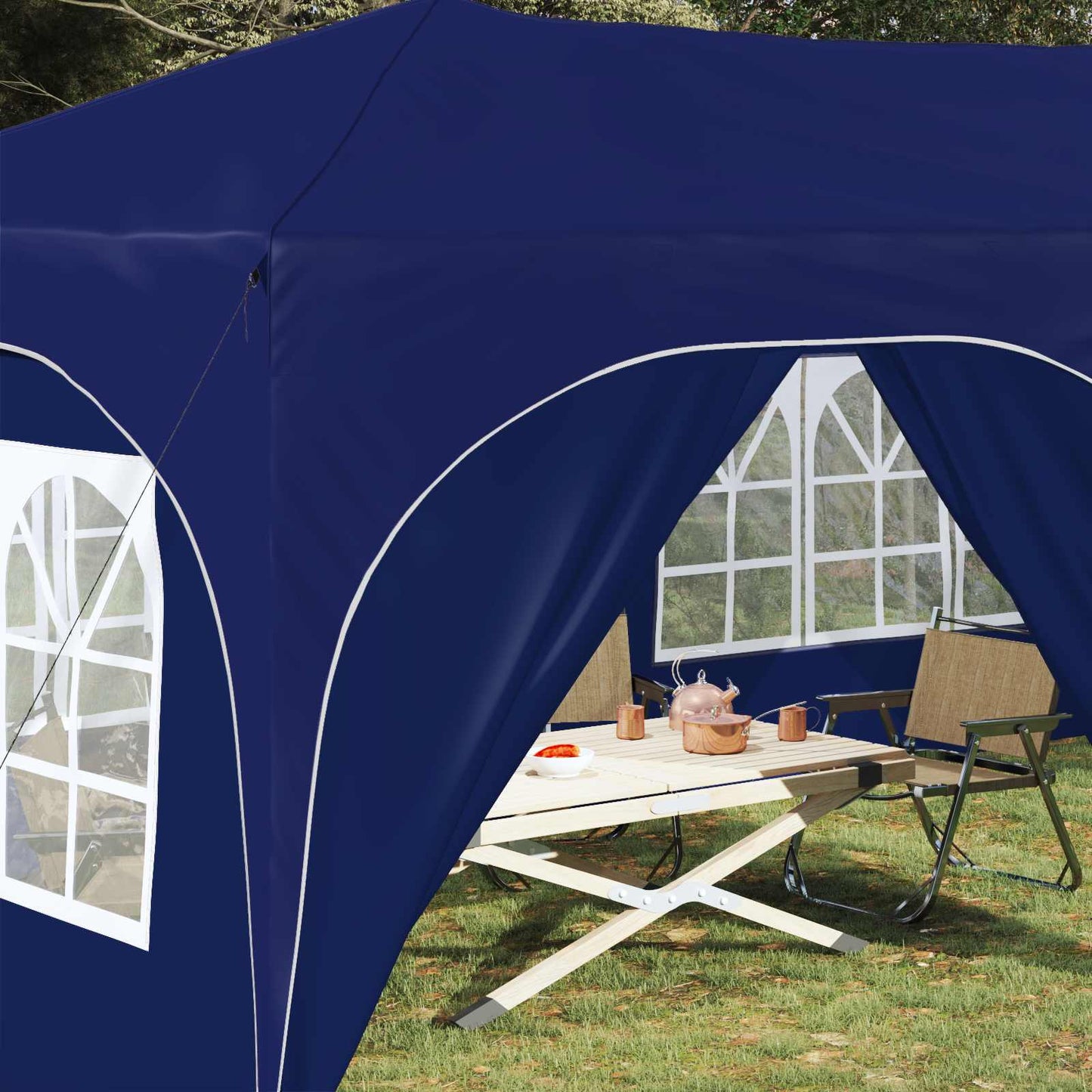 Pop-up Festtelt 575 x 288 x 245 cm Blå Oxford stof