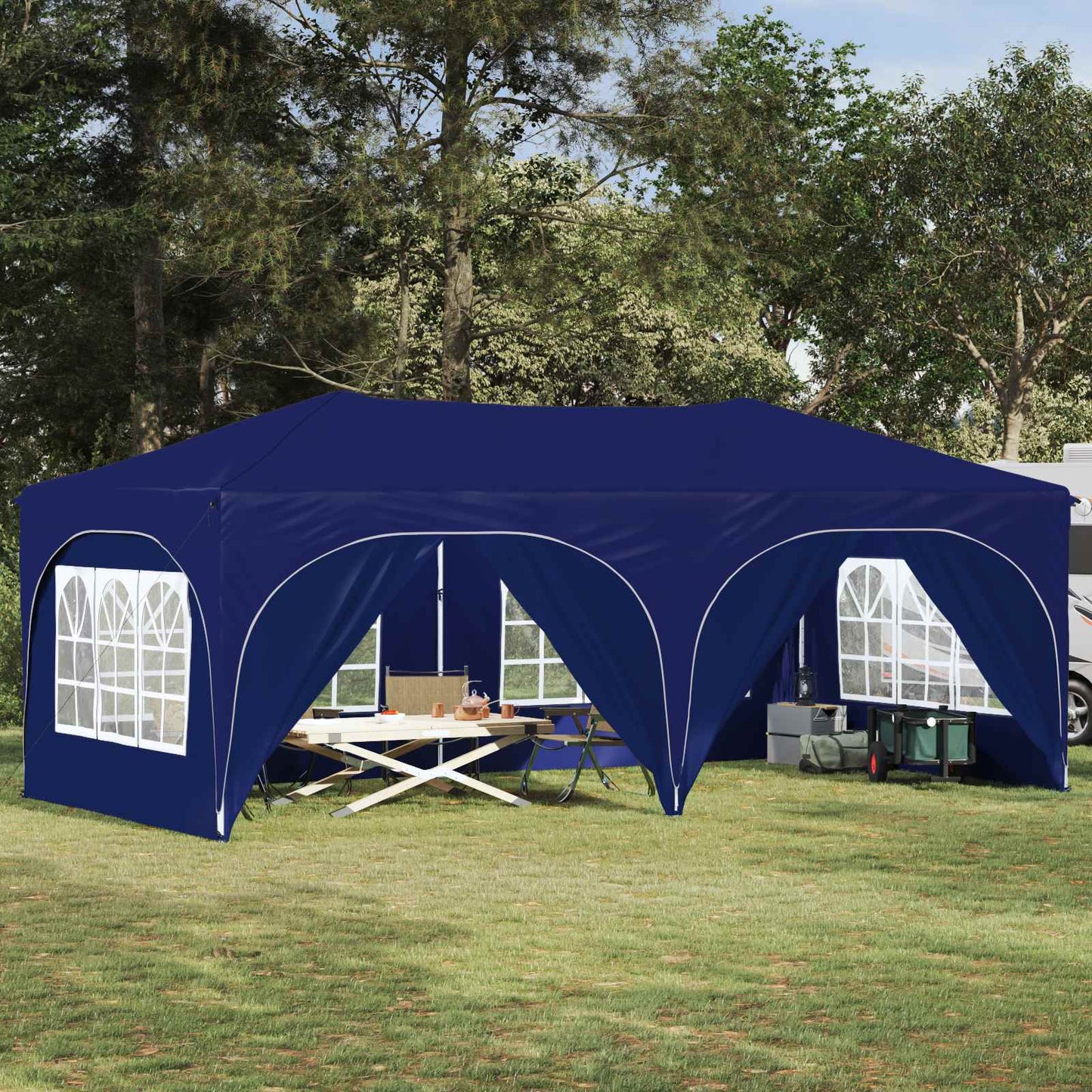 Pop-up Festtelt 575 x 288 x 245 cm Blå Oxford stof